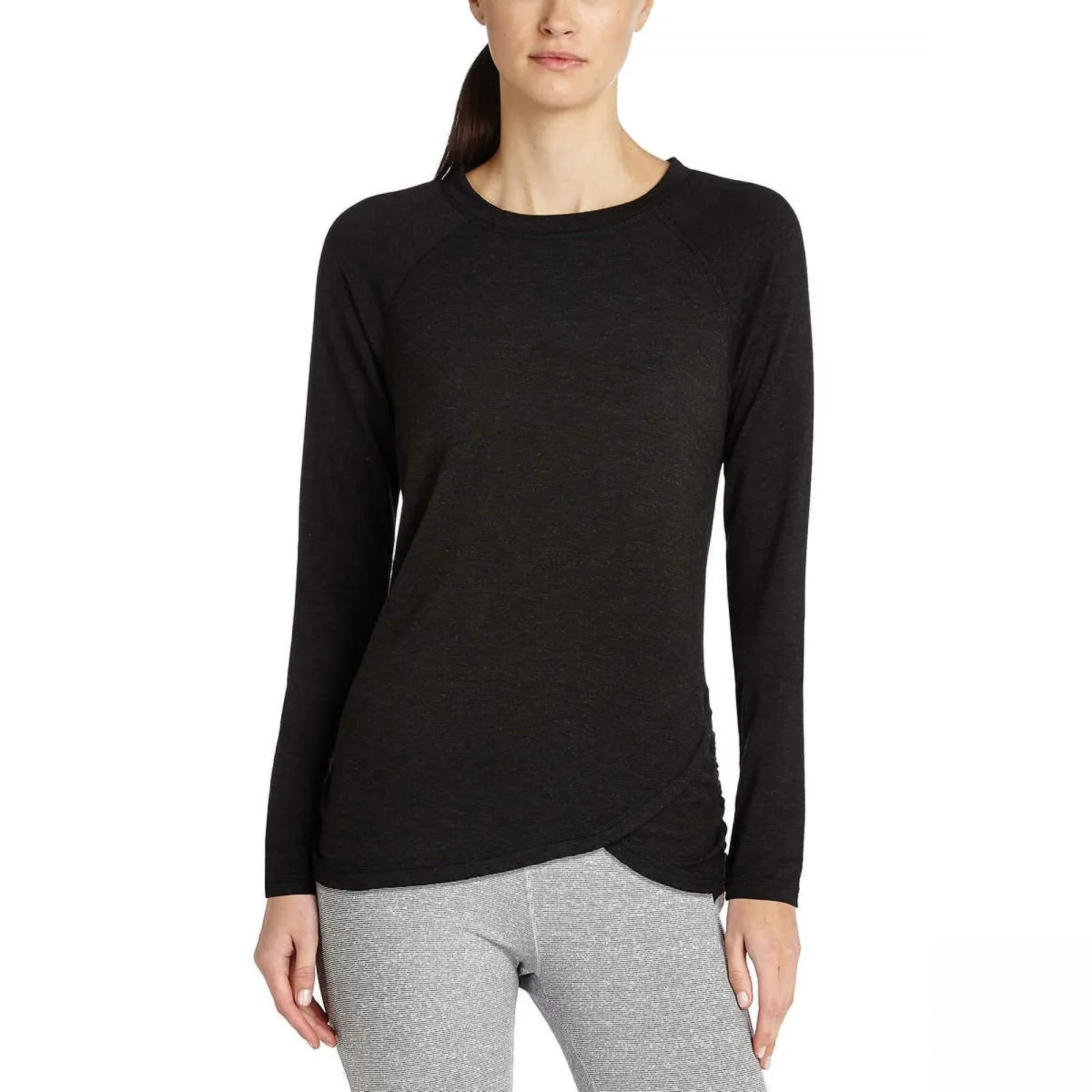 Danskin Women's Long Sleeve French Terry Crossover Top