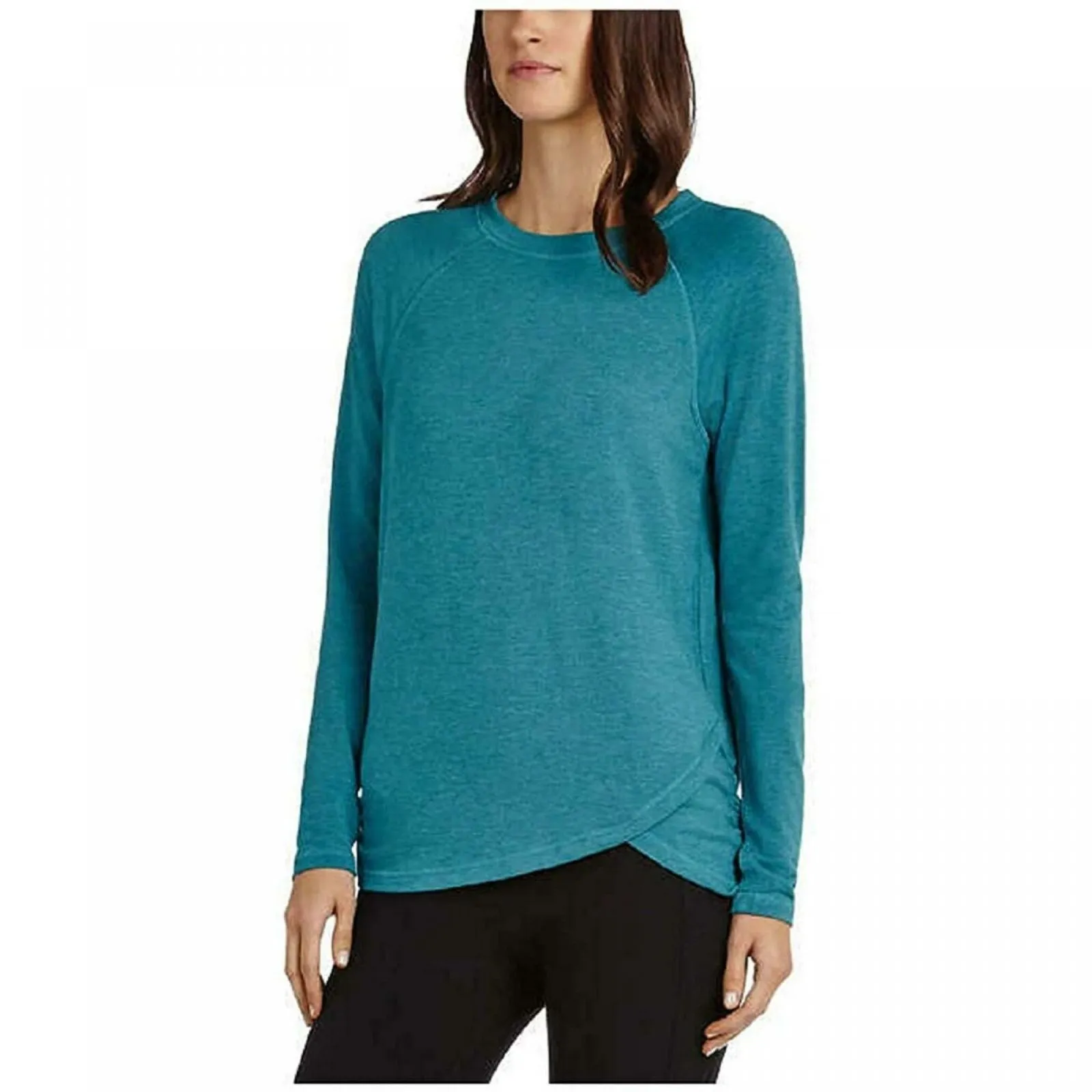 Danskin Women's Long Sleeve French Terry Crossover Top