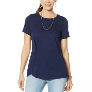 DG2 by Diane Gilman Women's Knotted Drape Waist Slub Knit T-Shirt