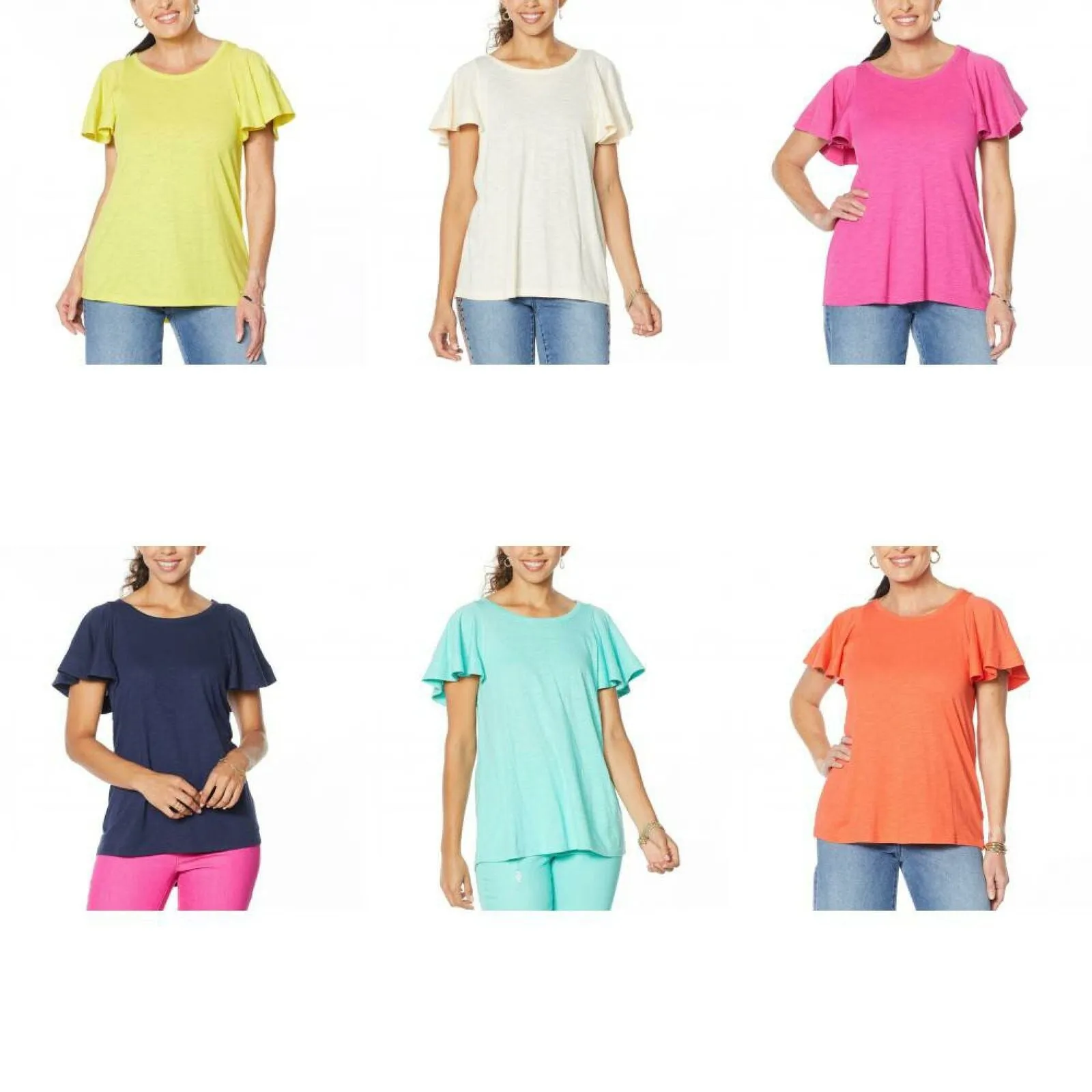 DG2 by Diane Gilman Women's Plus Size Flutter Sleeve T-Shirt
