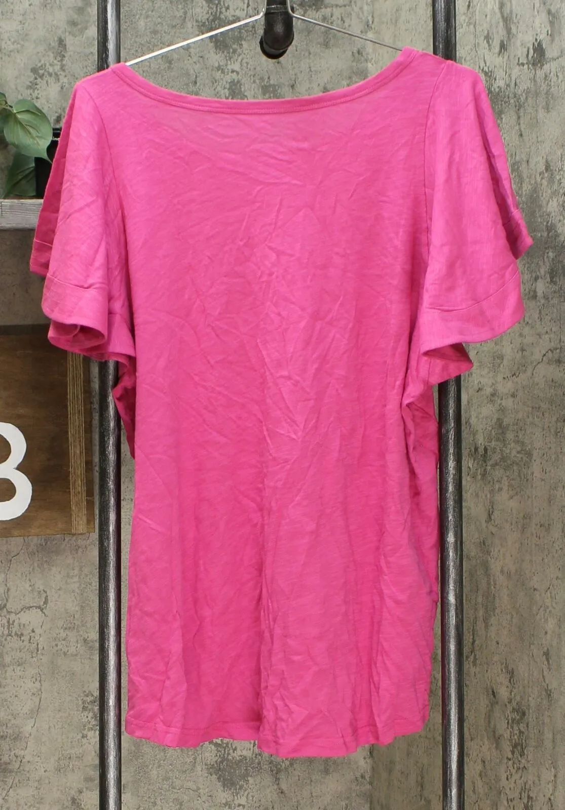 DG2 by Diane Gilman Women's Plus Size Flutter Sleeve T-Shirt