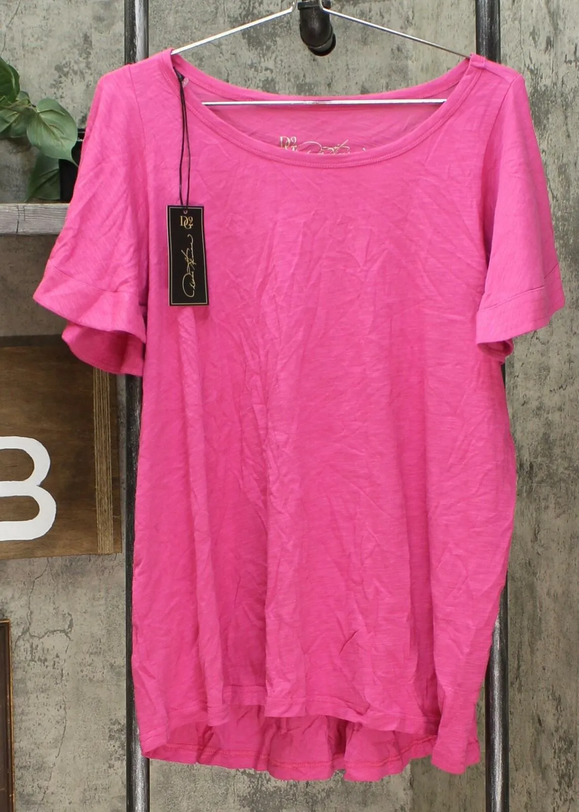 DG2 by Diane Gilman Women's Plus Size Flutter Sleeve T-Shirt