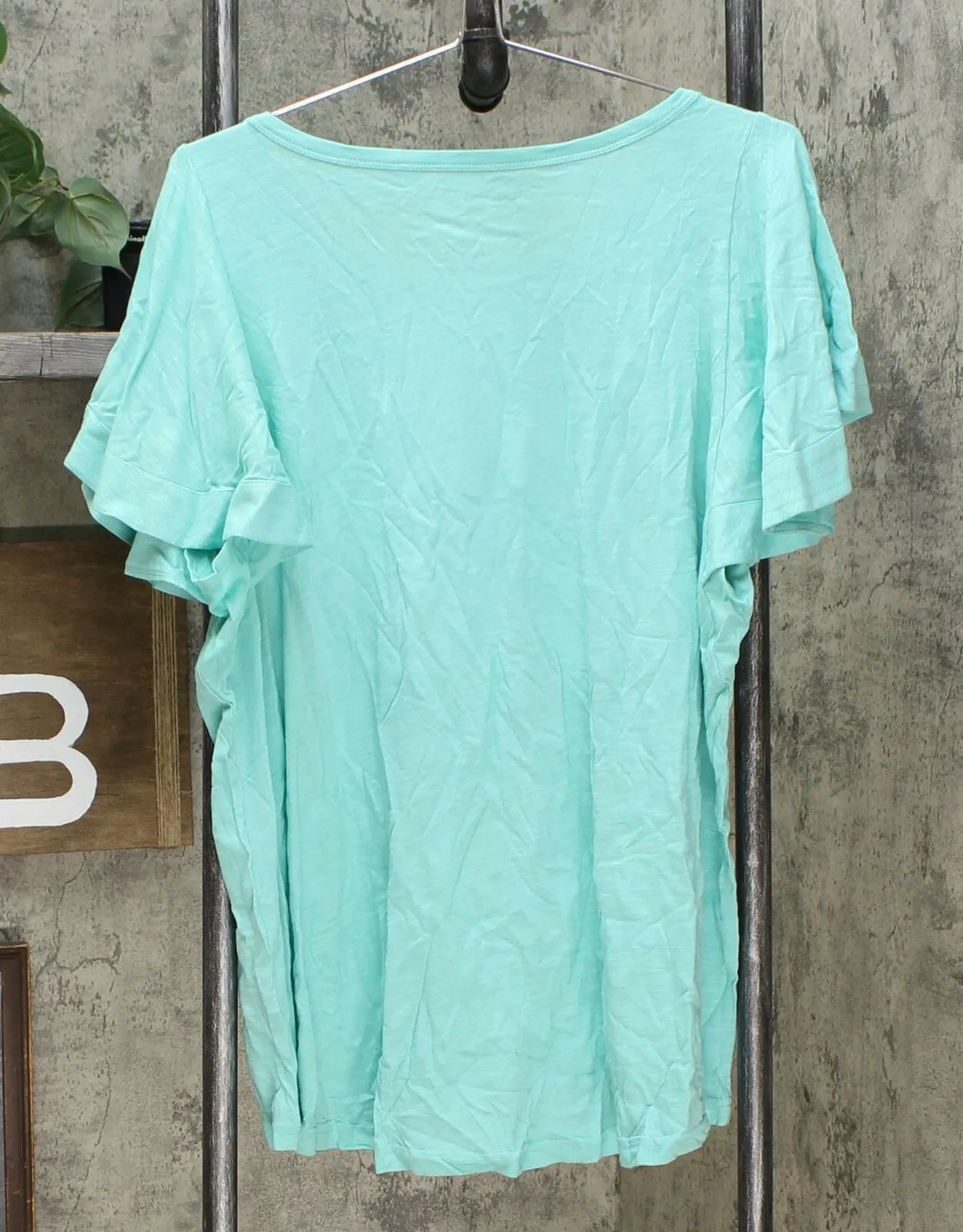 DG2 by Diane Gilman Women's Plus Size Flutter Sleeve T-Shirt