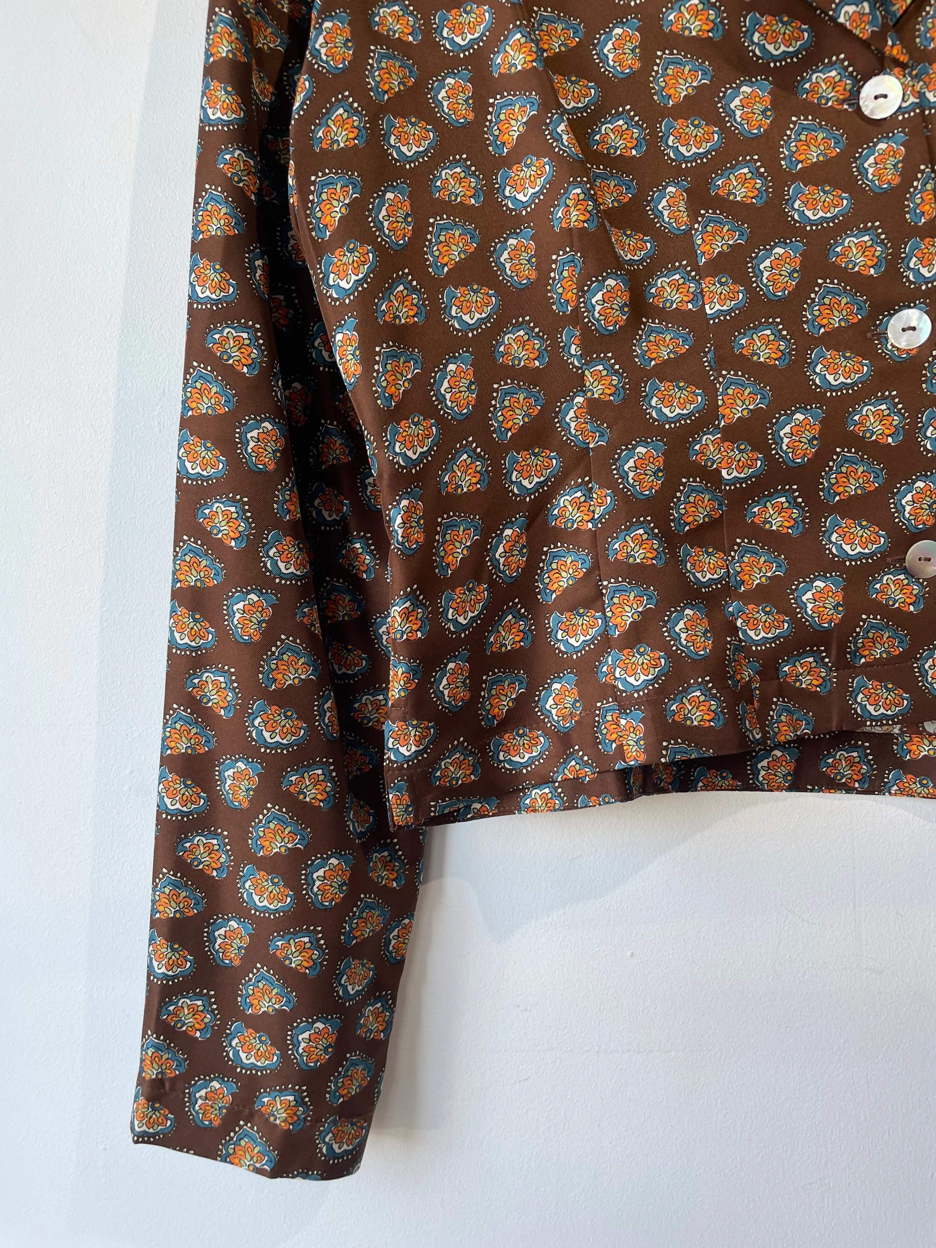 Doen Brown Patterned Silk Abena Blouse