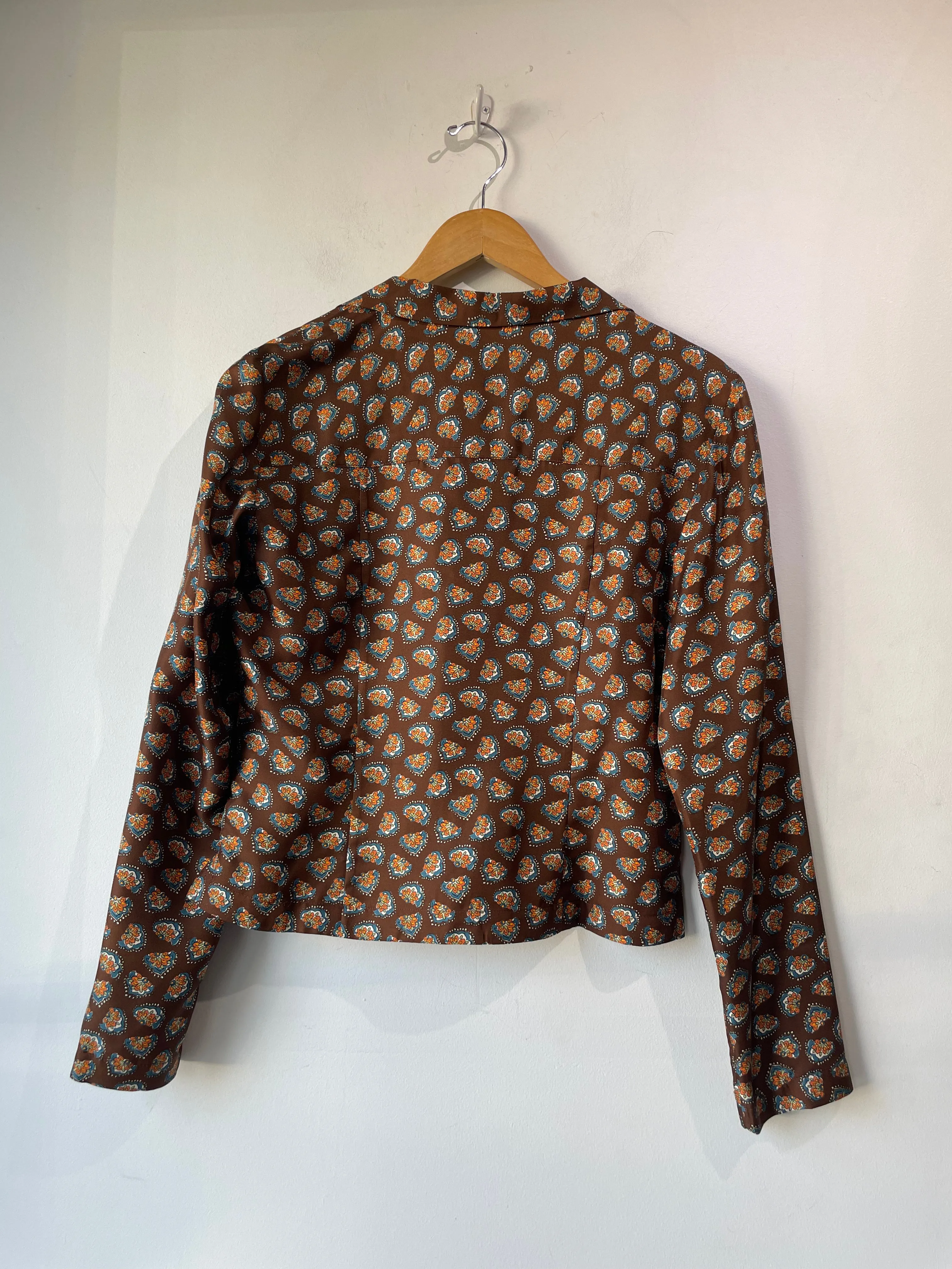 Doen Brown Patterned Silk Abena Blouse