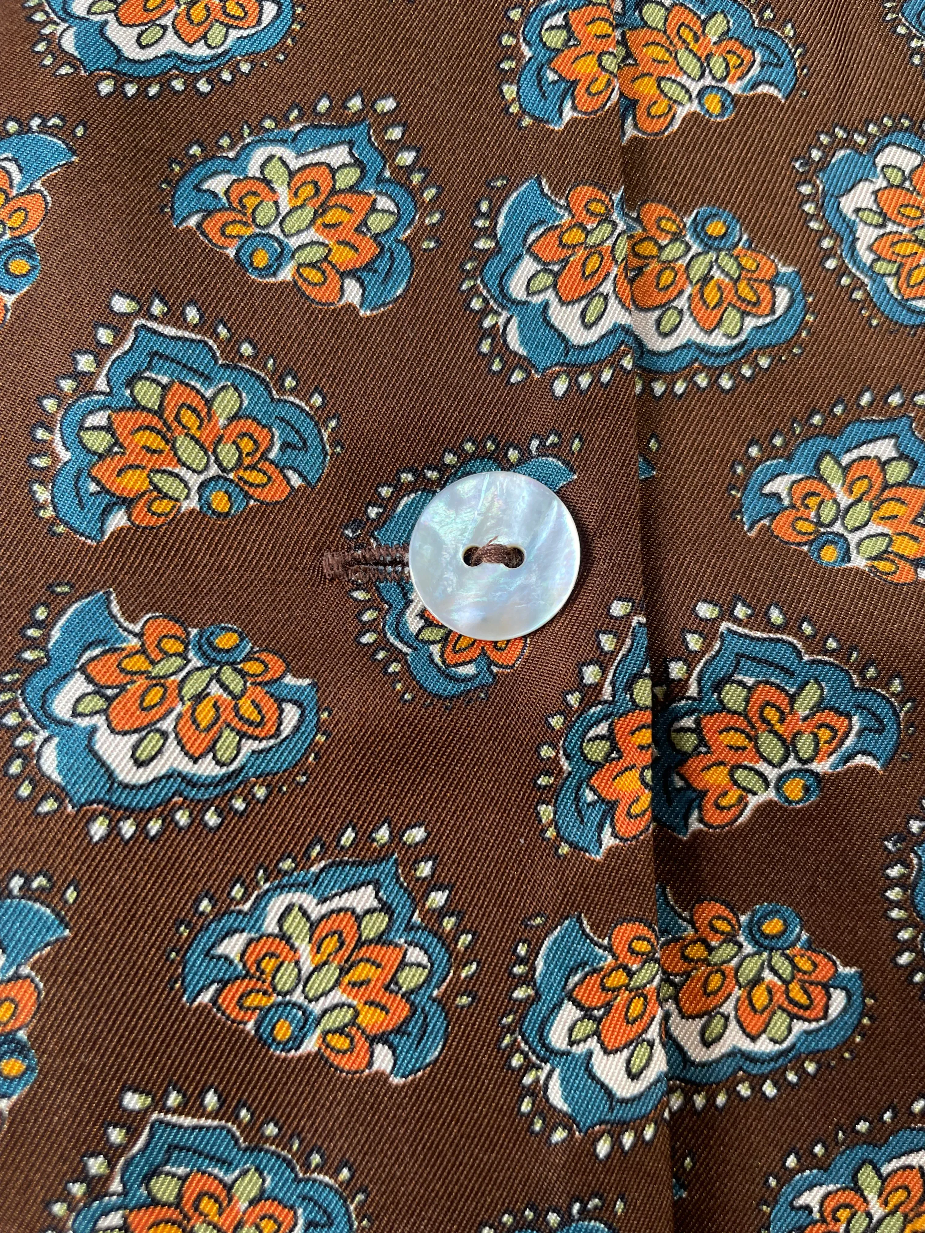 Doen Brown Patterned Silk Abena Blouse