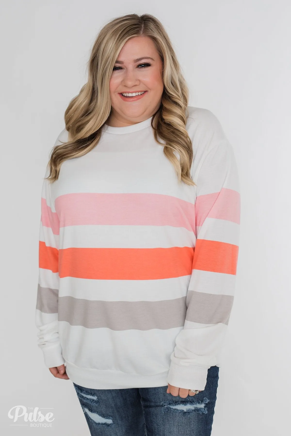 Dreaming of Spring Striped Pullover Top- Ivory
