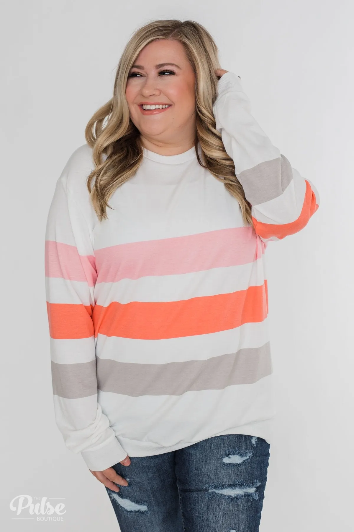 Dreaming of Spring Striped Pullover Top- Ivory