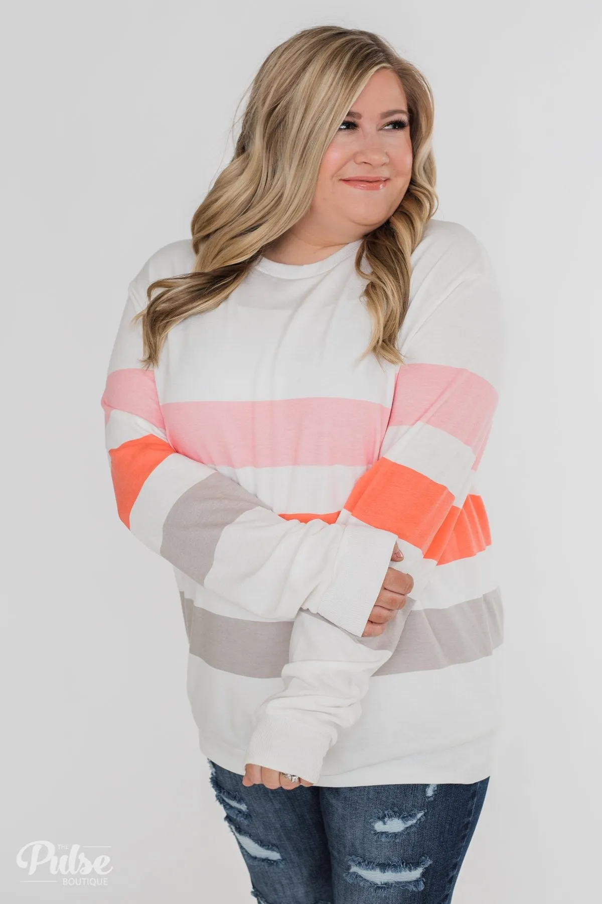 Dreaming of Spring Striped Pullover Top- Ivory