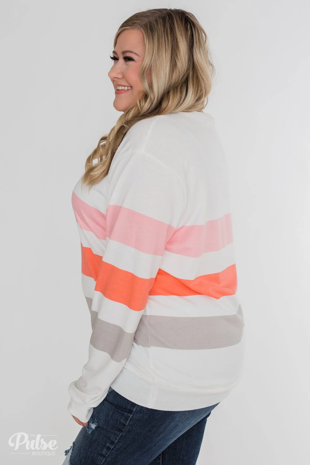 Dreaming of Spring Striped Pullover Top- Ivory