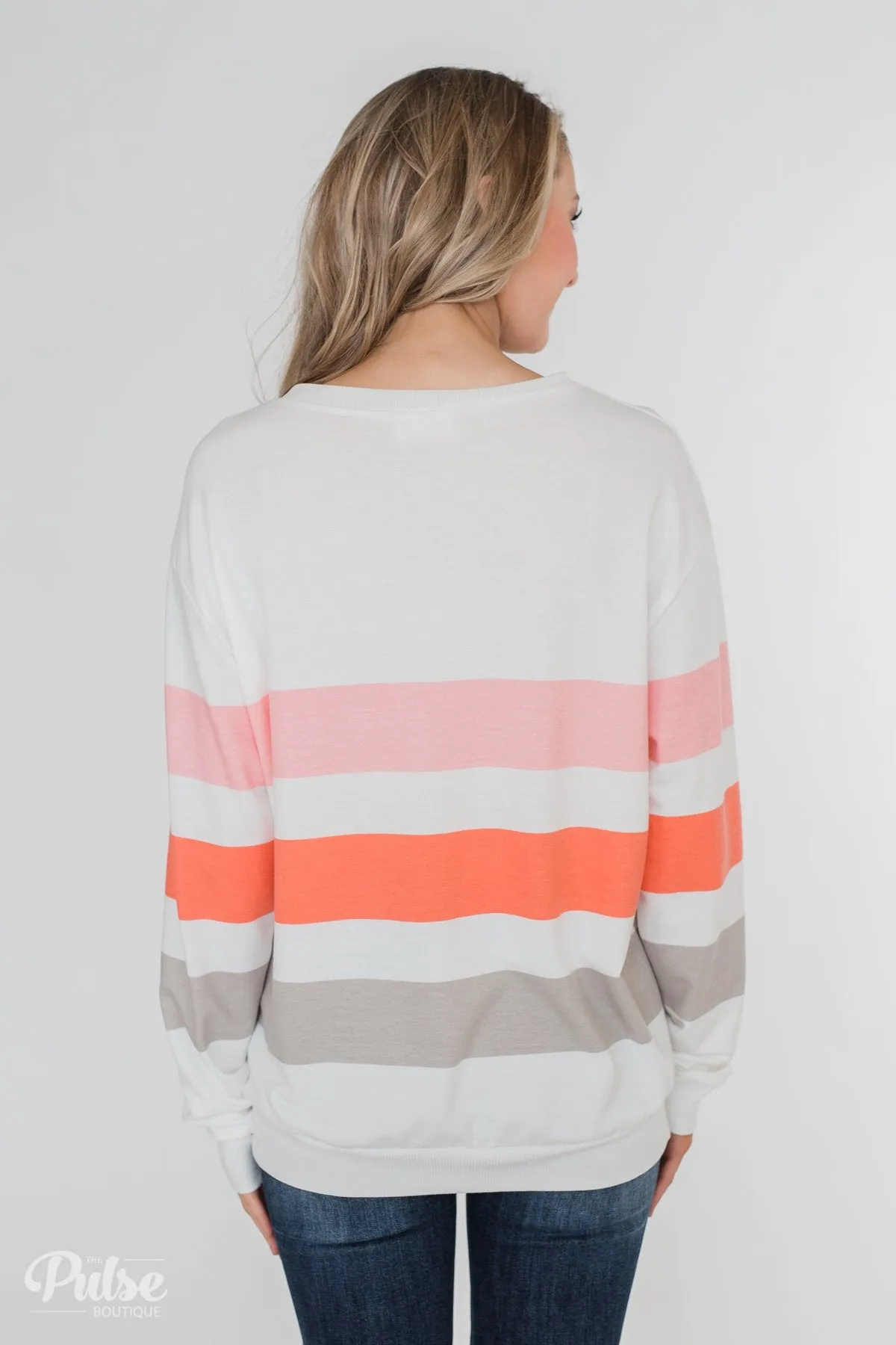 Dreaming of Spring Striped Pullover Top- Ivory