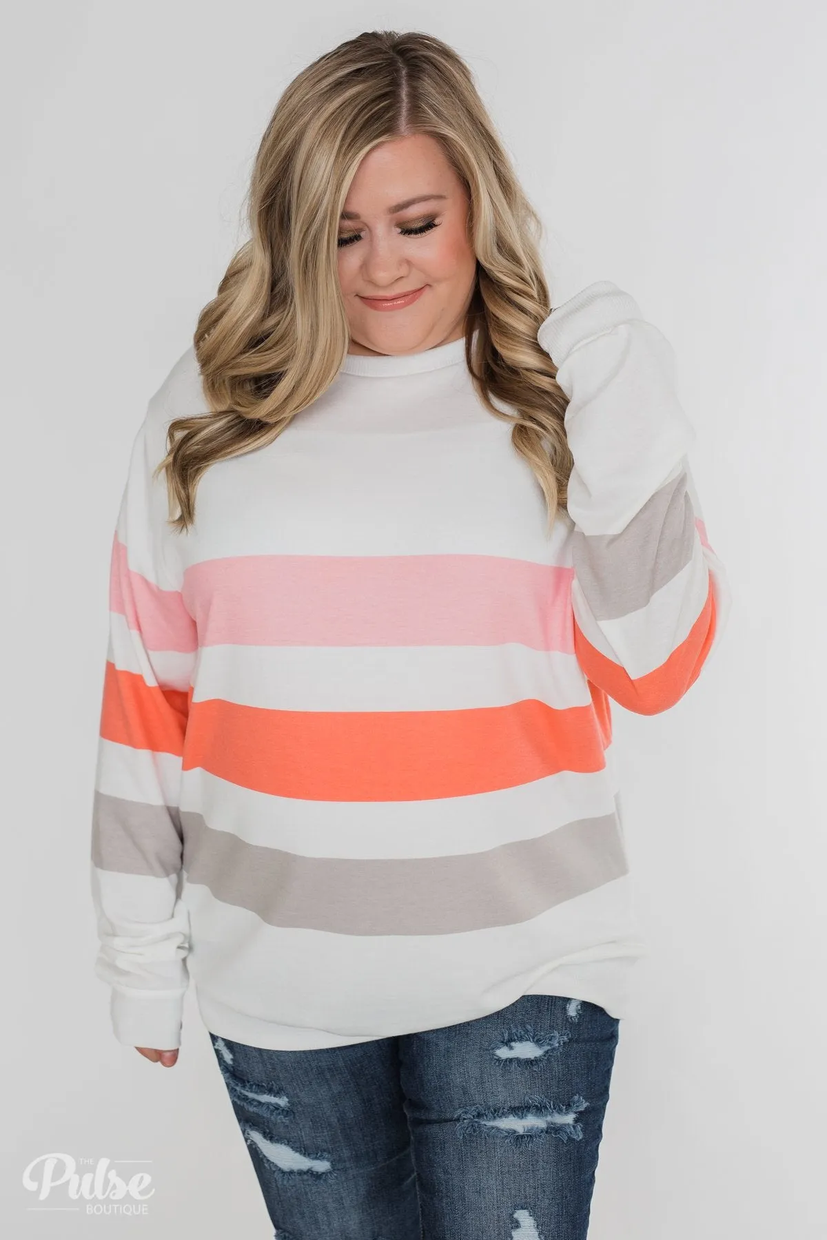 Dreaming of Spring Striped Pullover Top- Ivory