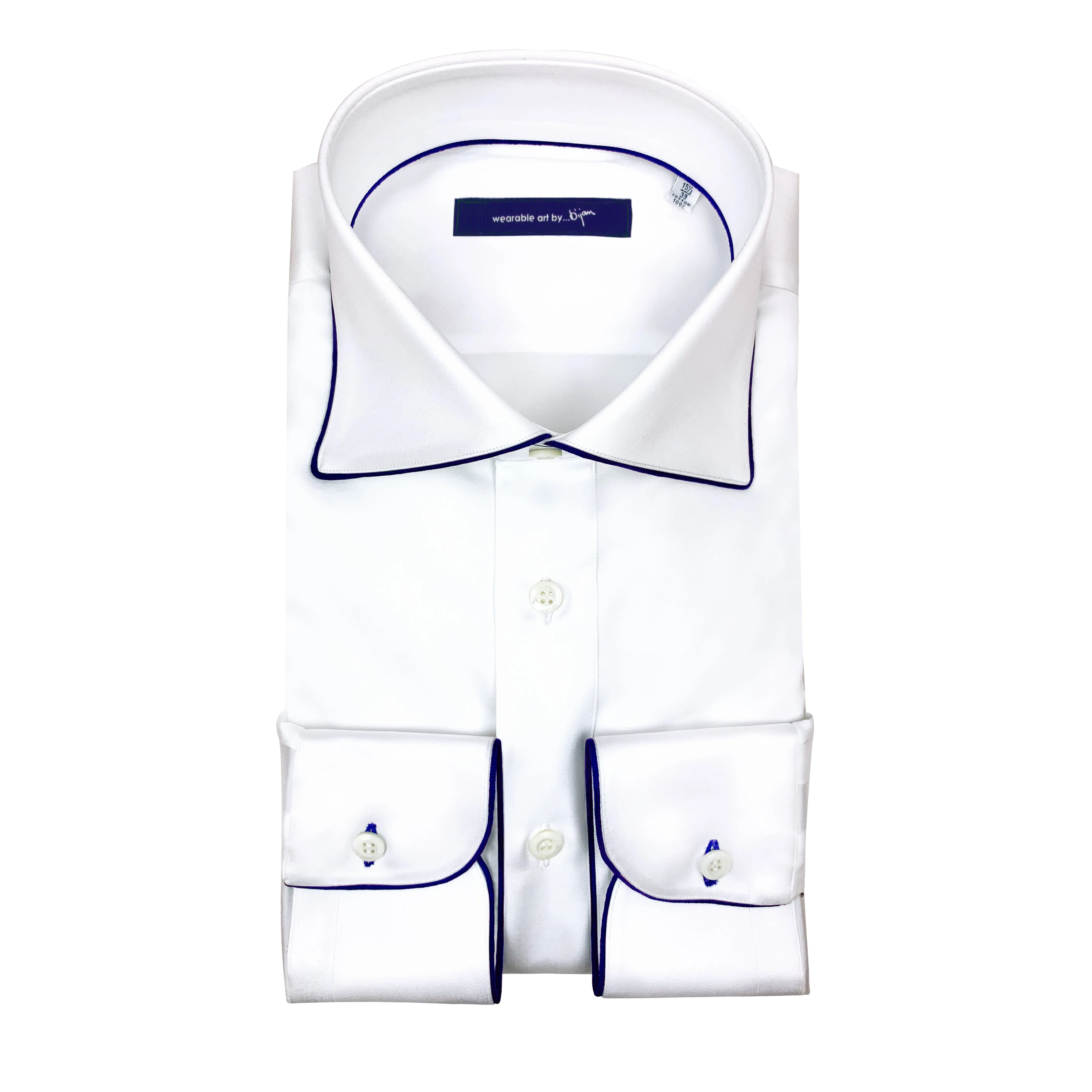 Dress Shirt with Navy Piping Detail