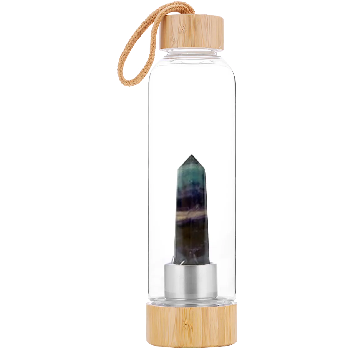 Drink Bottle with Crystal - Black Fluorite