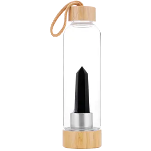 Drink Bottle with Crystal - Black Obsidian