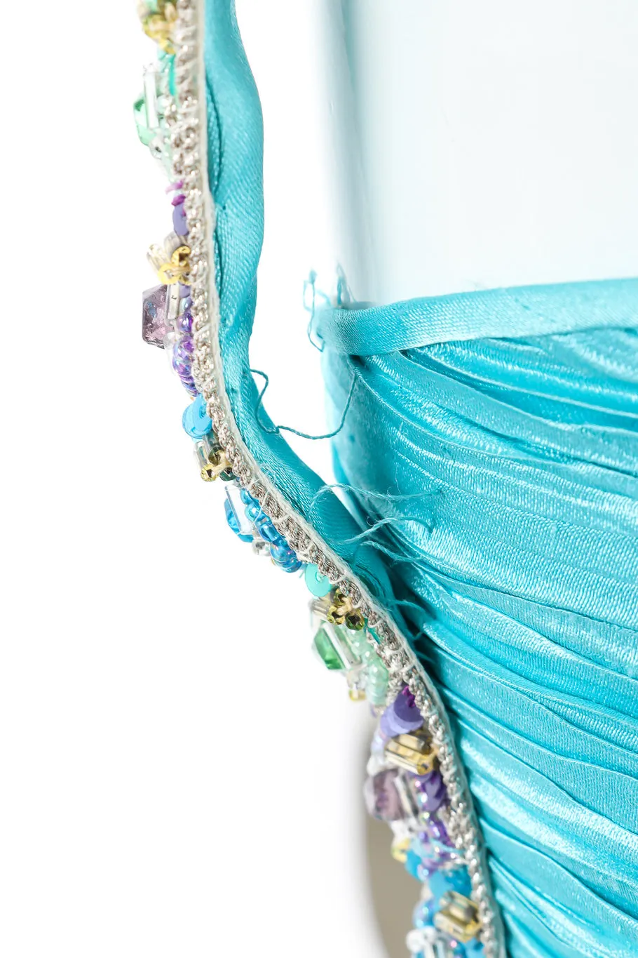 Embellished Pleated Halter Gown