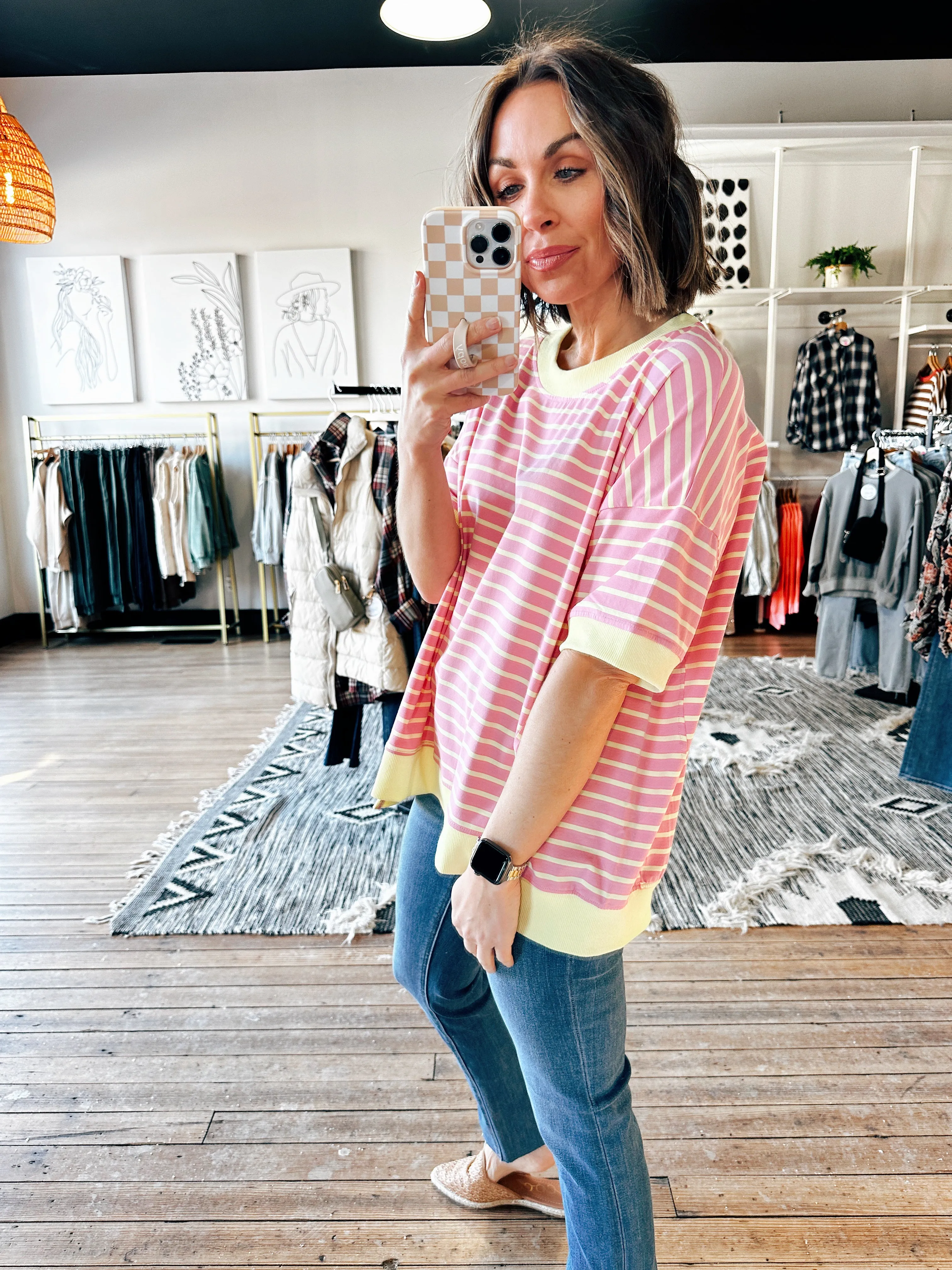 Era Striped Drop Shoulder Knit Top