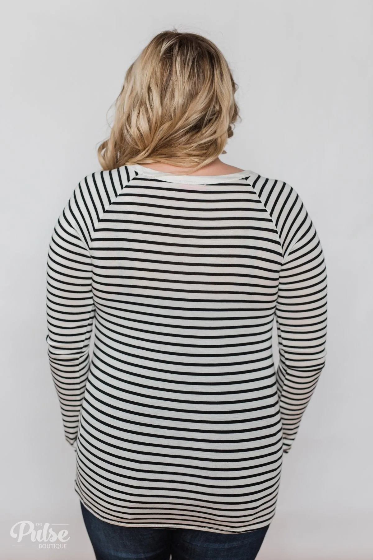 Everyday Striped Long Sleeve Top- White & Black