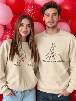 EZwear Women's Casual Heart Pattern And Pet's Paw Print Sweatshirt