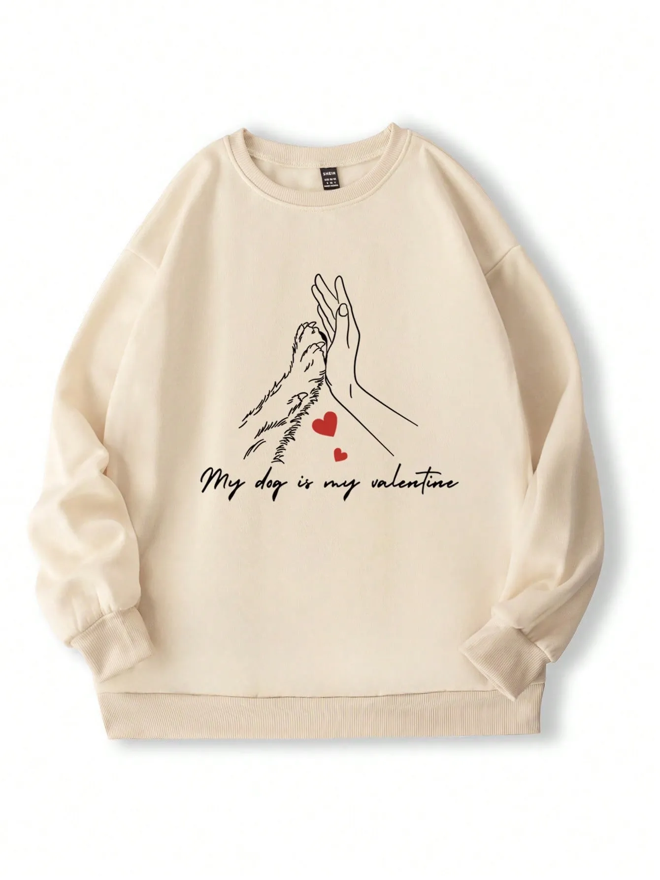 EZwear Women's Casual Heart Pattern And Pet's Paw Print Sweatshirt