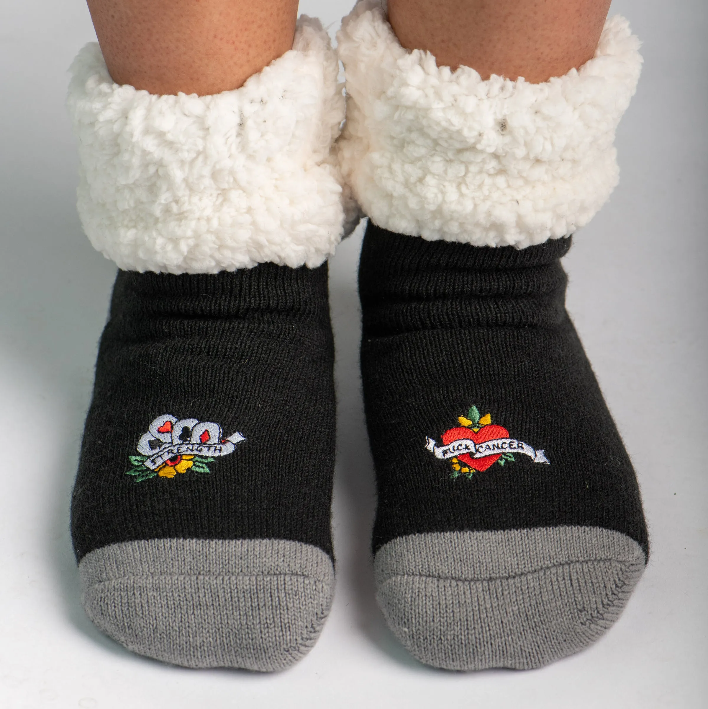 F Cancer x Pudus Classic Slipper Socks | Multi Patch