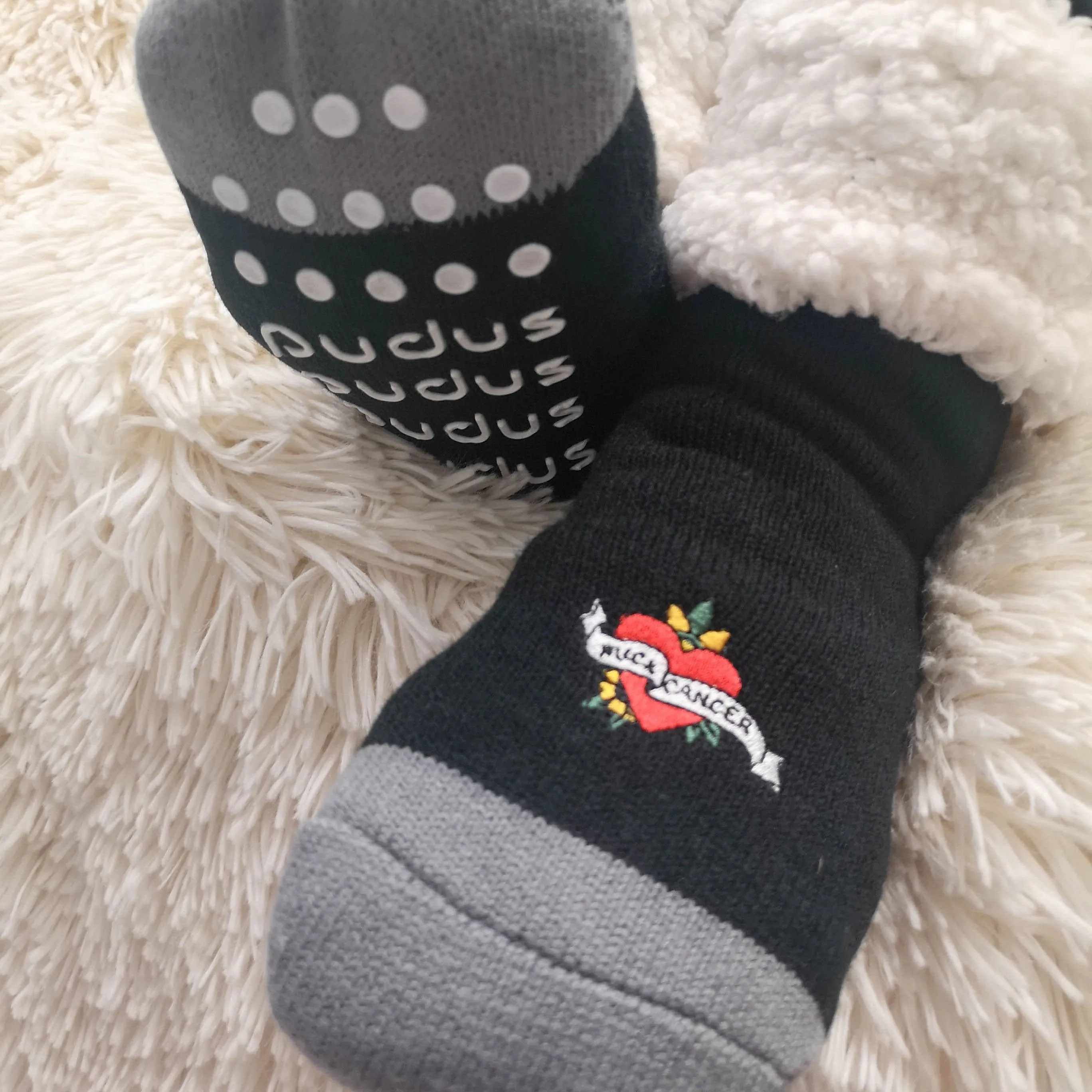 F Cancer x Pudus Classic Slipper Socks | Multi Patch