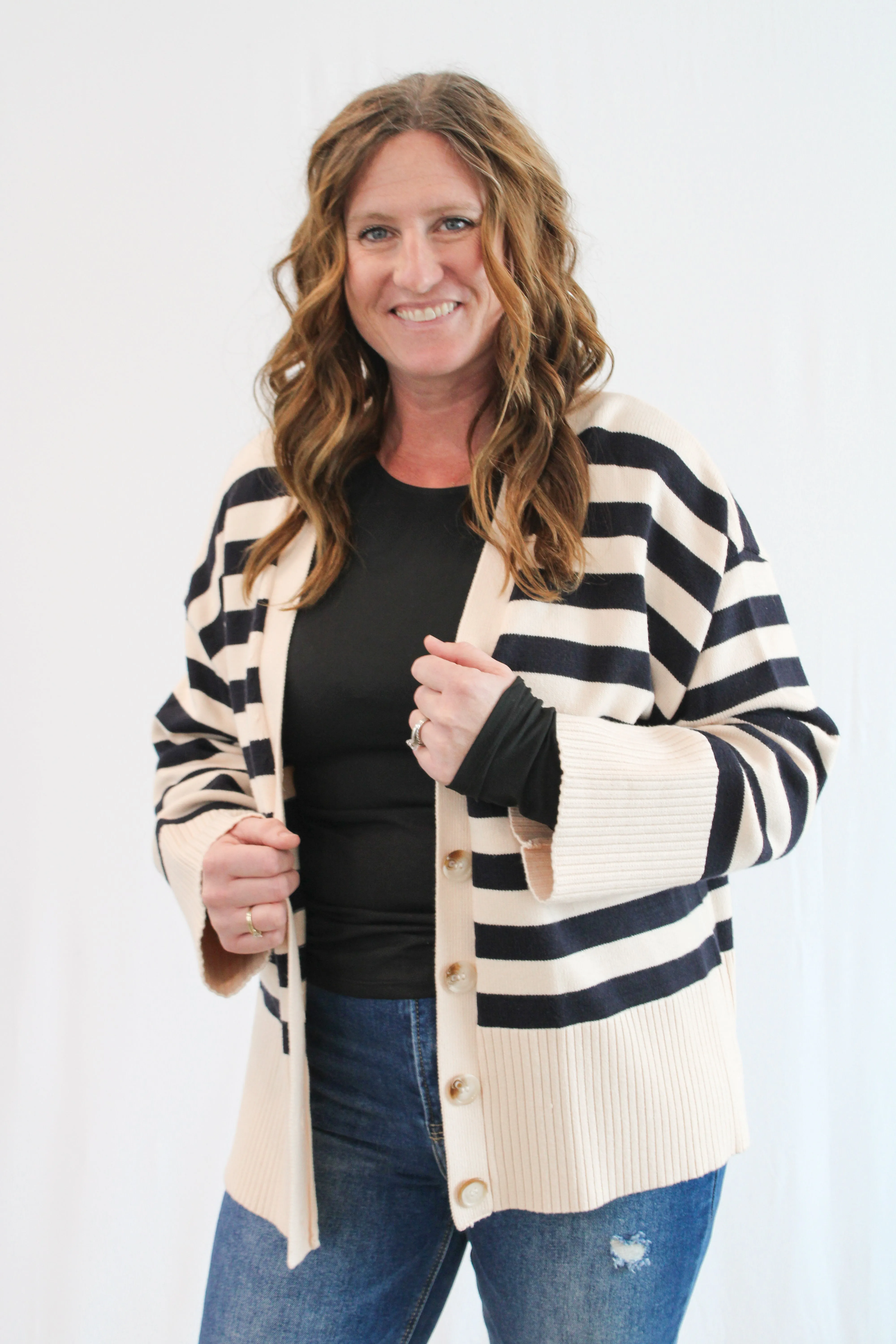 FAELYNN STRIPED CARDIGAN 2 COLOR OPTIONS