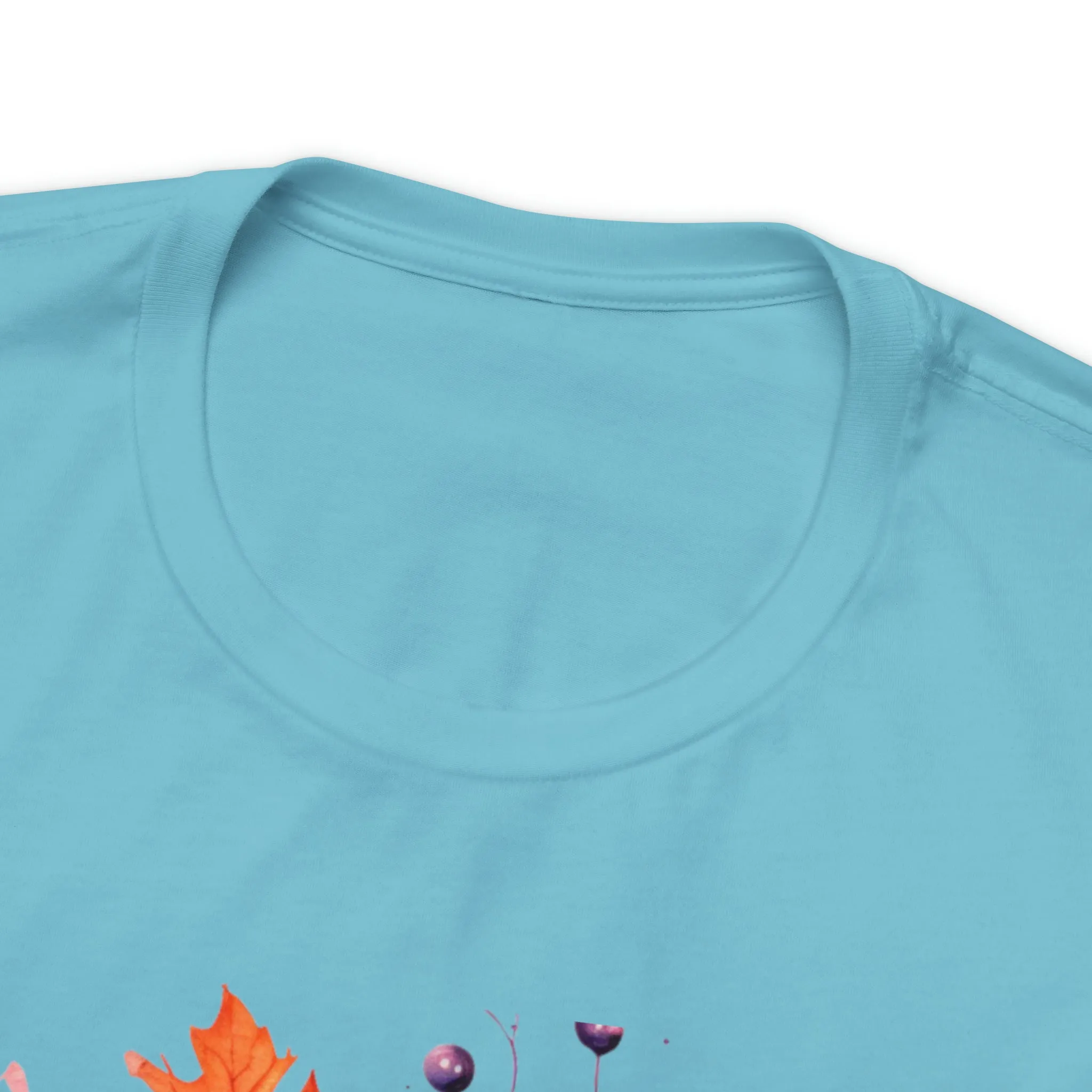 Fall Pumpkin & Leaves T-Shirt | Orange and Purple Fall Tee |  Bella Canvas 3001 Unisex |  Fall Short Sleeve Tshirt