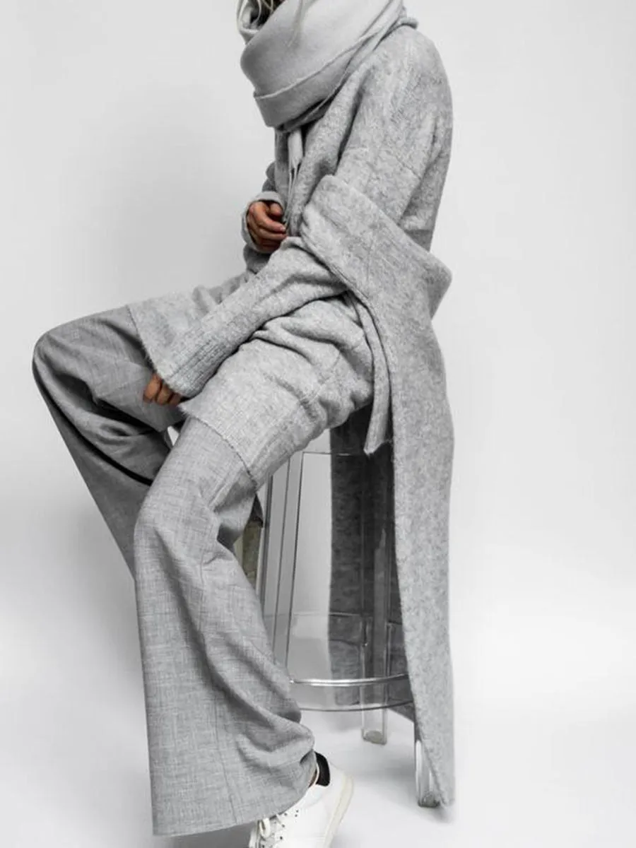 Fashion Casual Loose Solid Color Long Sleeve Two-piece Suit