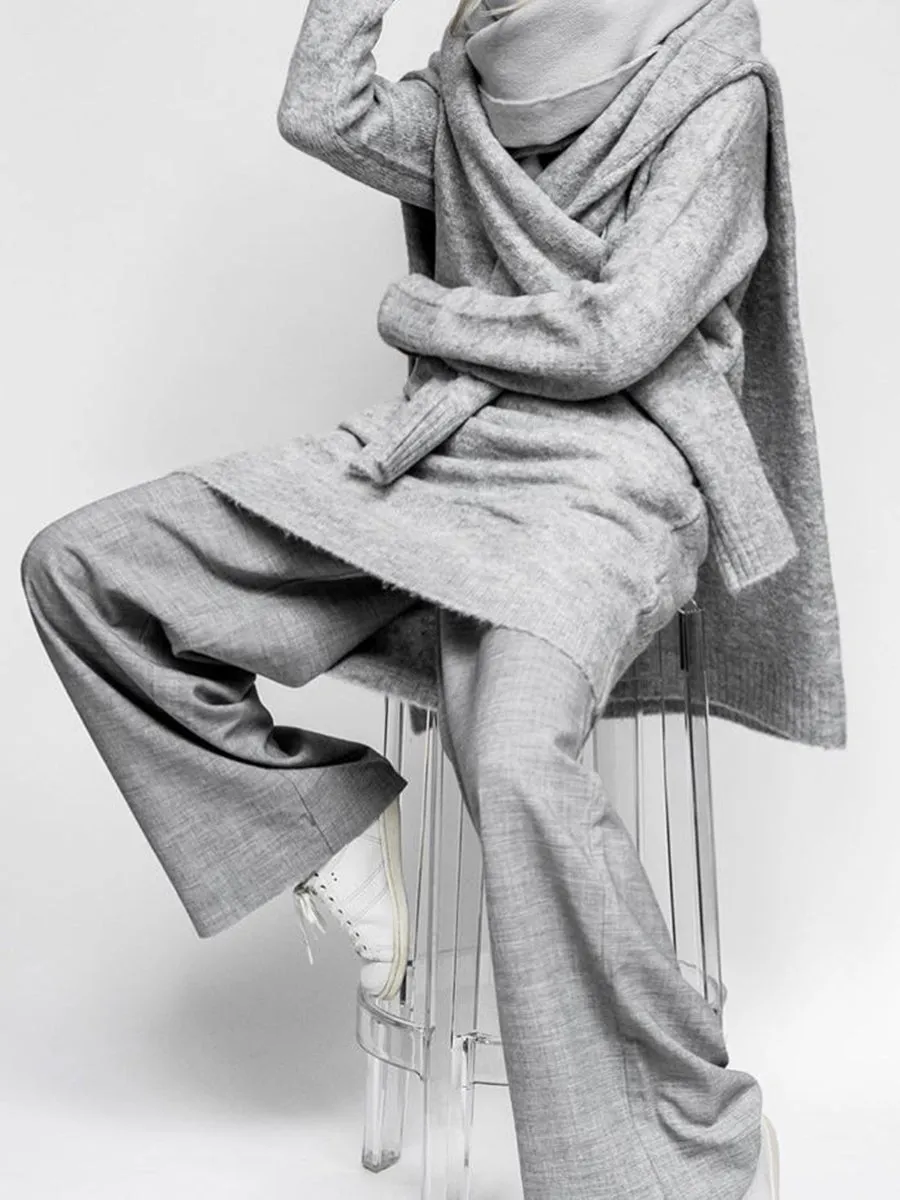 Fashion Casual Loose Solid Color Long Sleeve Two-piece Suit