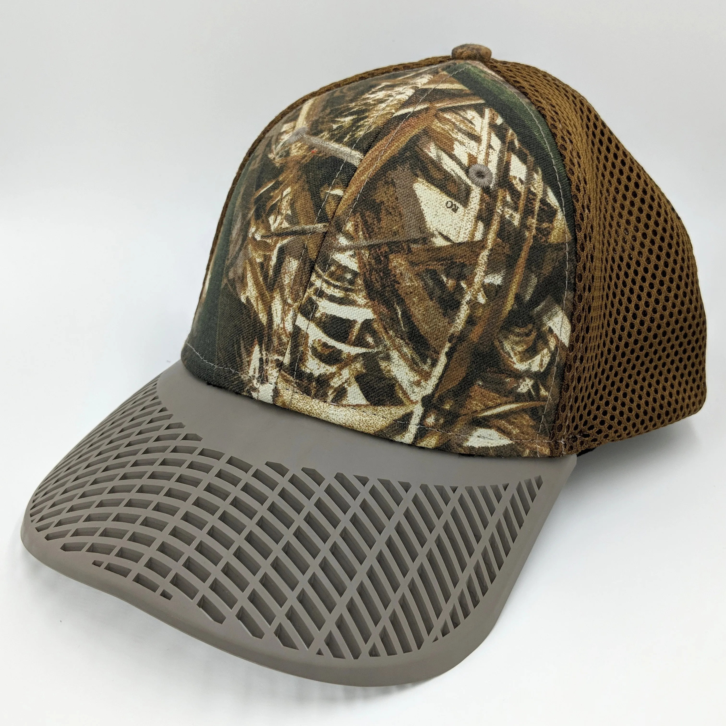 Fitted Camo w/Brown Brim Trucker Hat