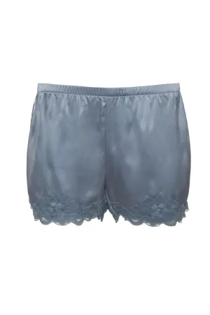Floral Lace Silk Shorts Blue Chalk