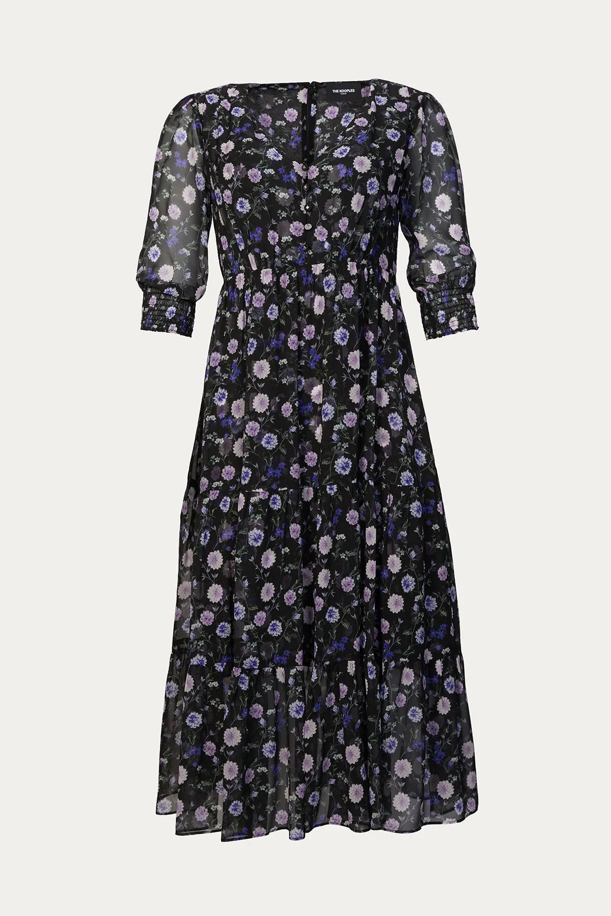 FLORAL-PRINT SILK MIDI DRESS