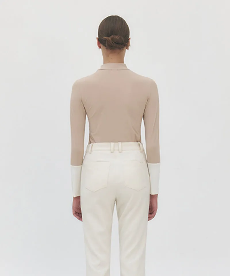 FORDI Color-Blocking Base Layer T-Shirt - Beige/Ivory