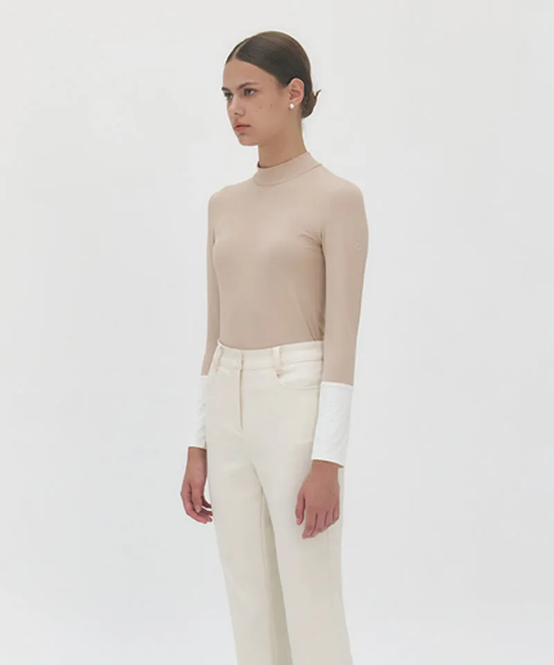 FORDI Color-Blocking Base Layer T-Shirt - Beige/Ivory