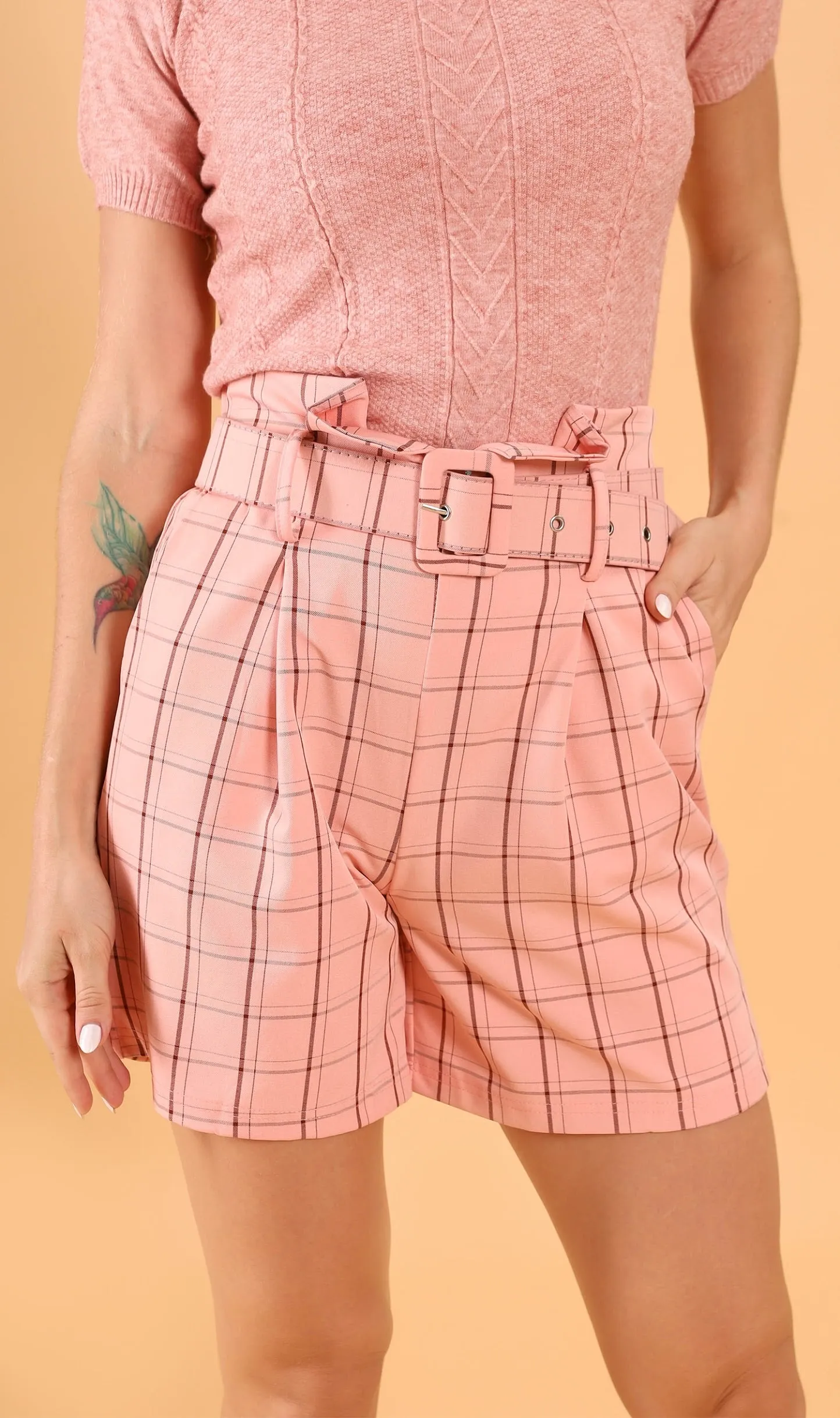 FRANKIE Belted Bermuda Shorts (Pink)