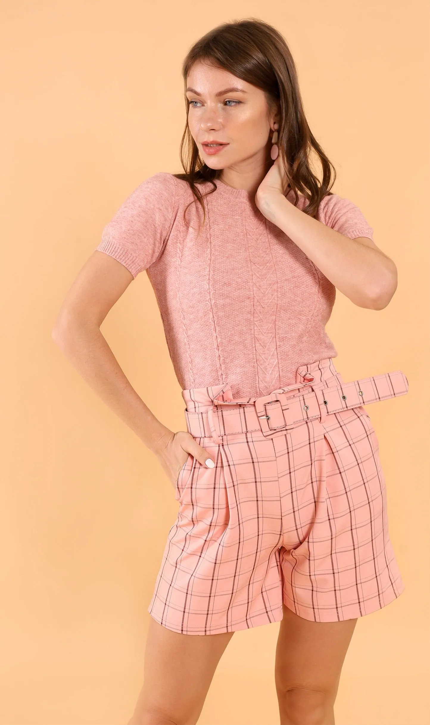 FRANKIE Belted Bermuda Shorts (Pink)