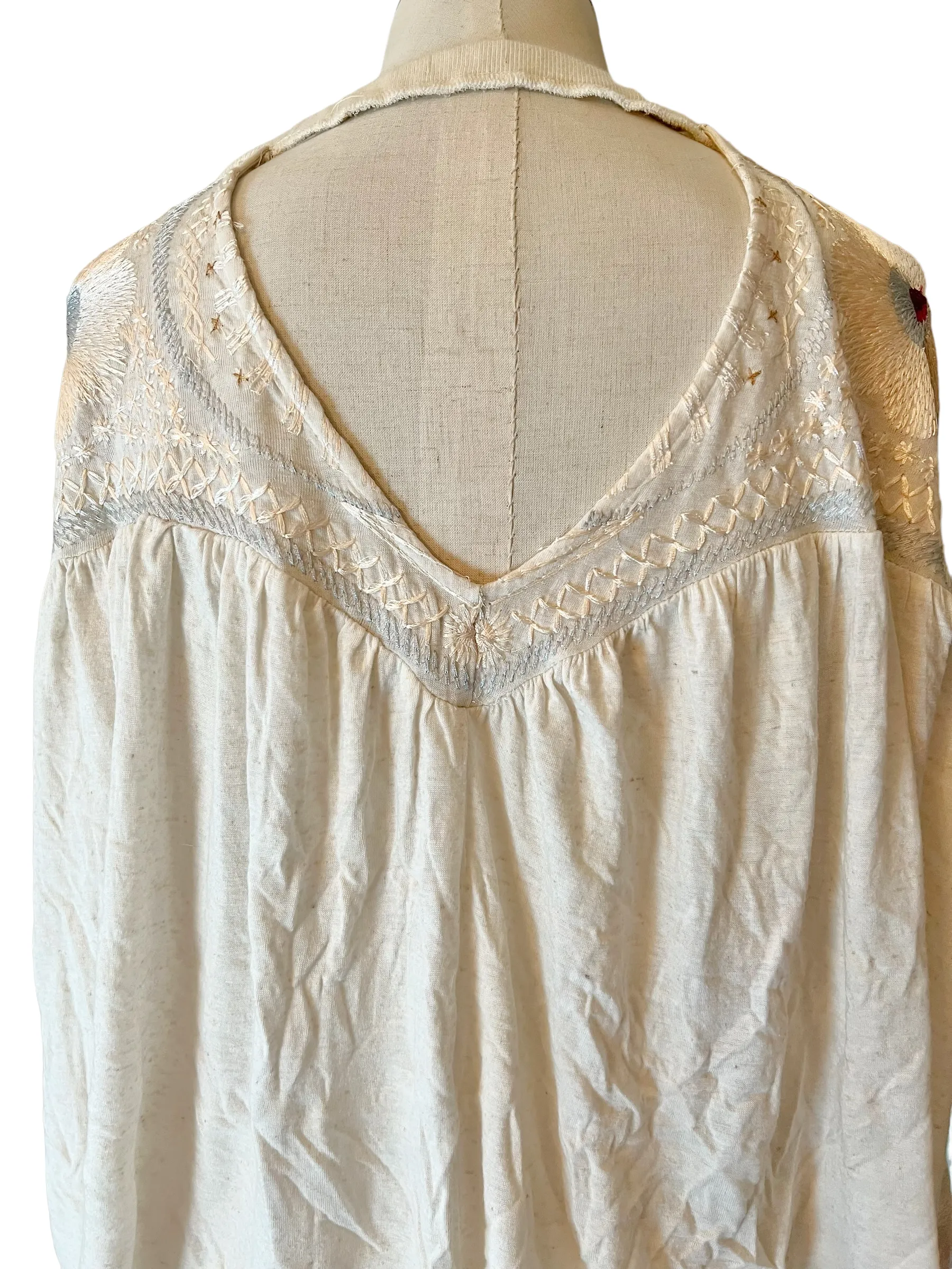 Free People Beige Embroidered Size M Top
