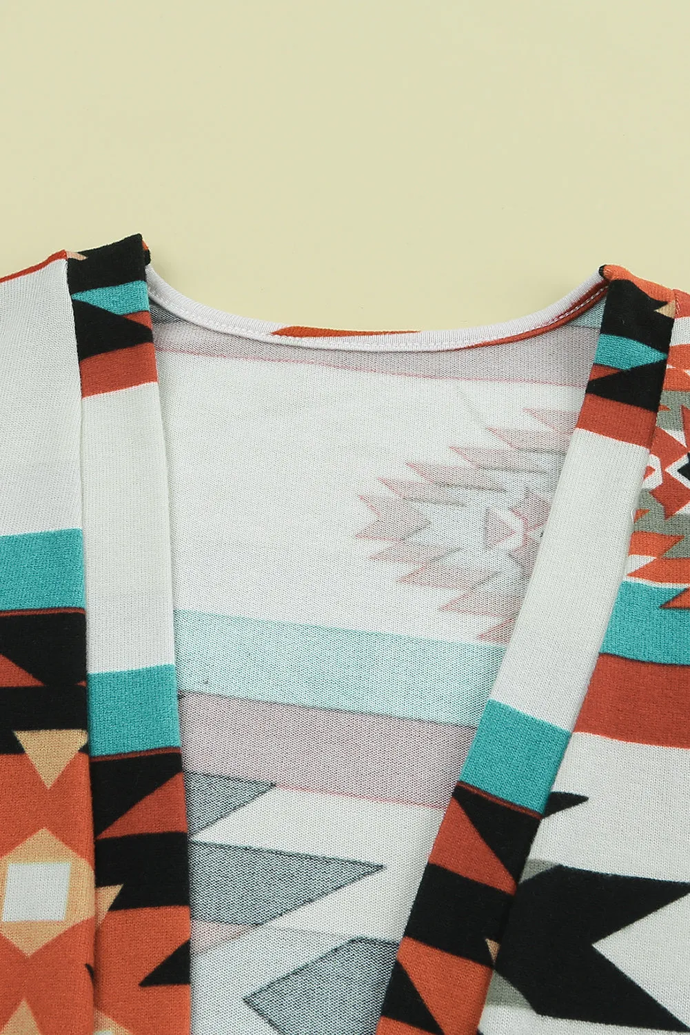 Geometric Block Open Front Long Cardigan