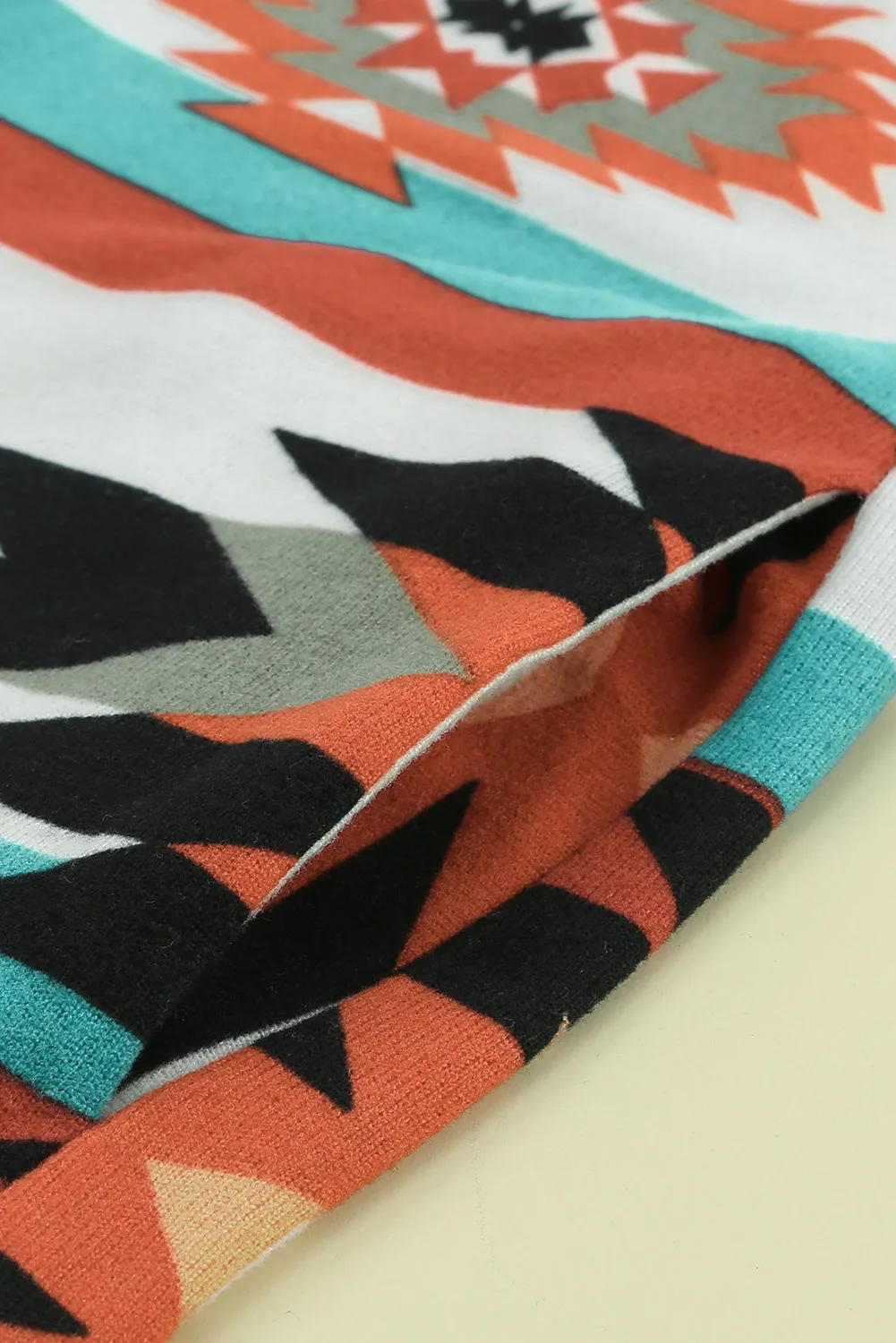 Geometric Block Open Front Long Cardigan