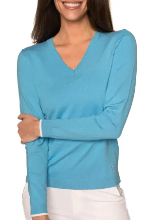 Golftini V- Neck Stretch Sweater -  OCEAN