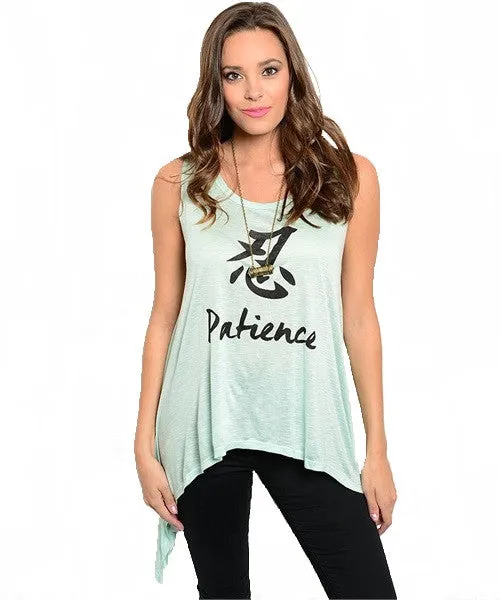 Graphic Sharkbite-Hem Top | Mint Green