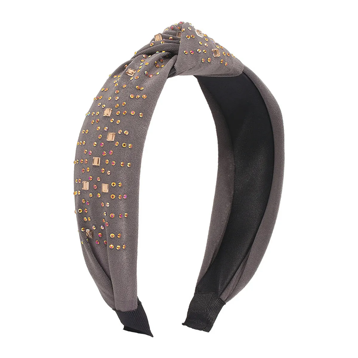 Gray Polyster & Cubic Zirconia 18K Gold-Plated Knot Hard Headband