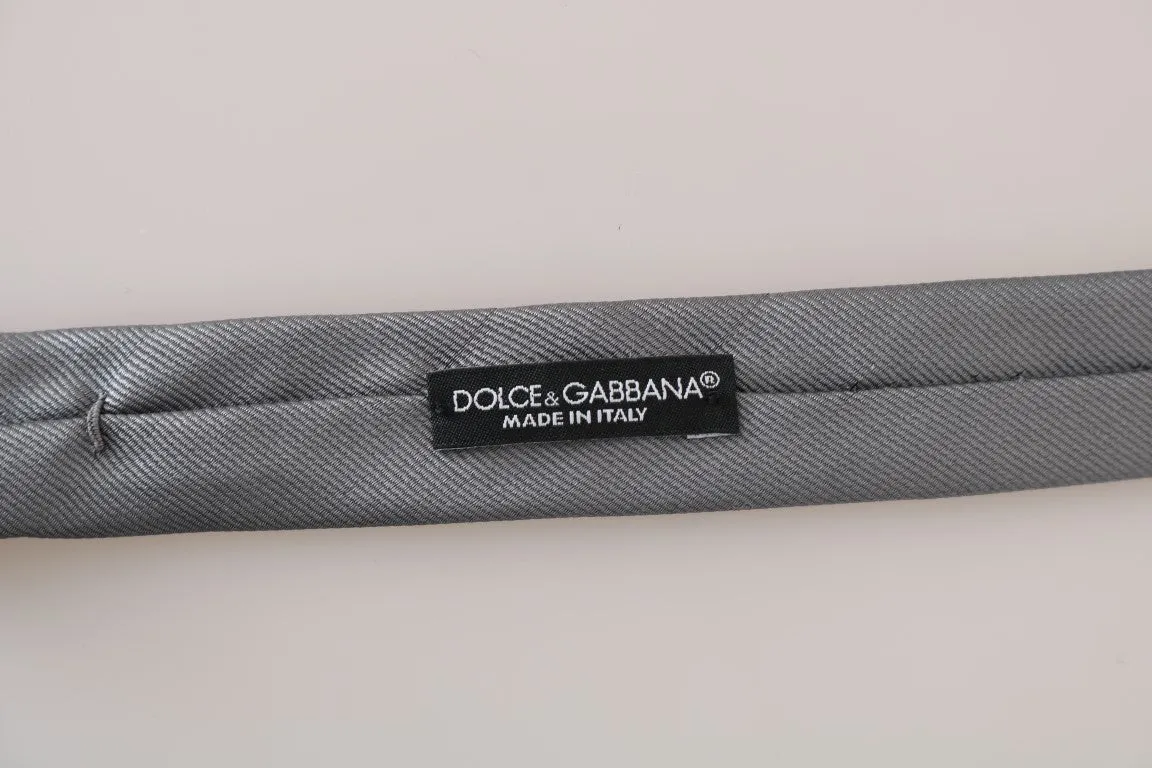 Gray Silk Patterned Slim Tie