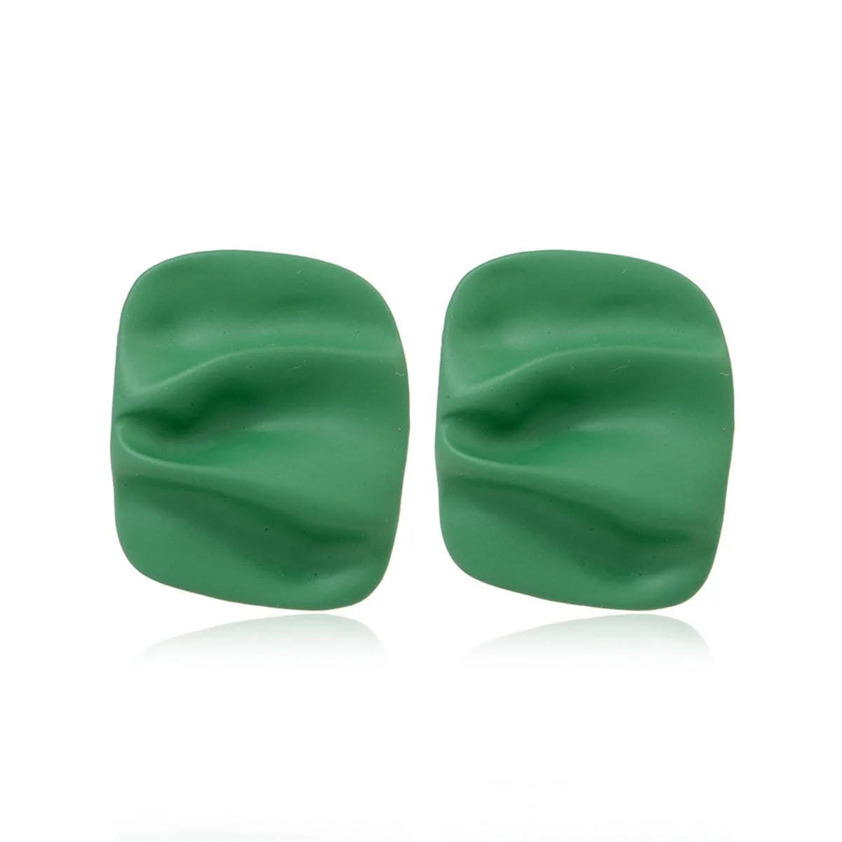 Green Enamel & Silver-Plated Ripple Stud Earrings