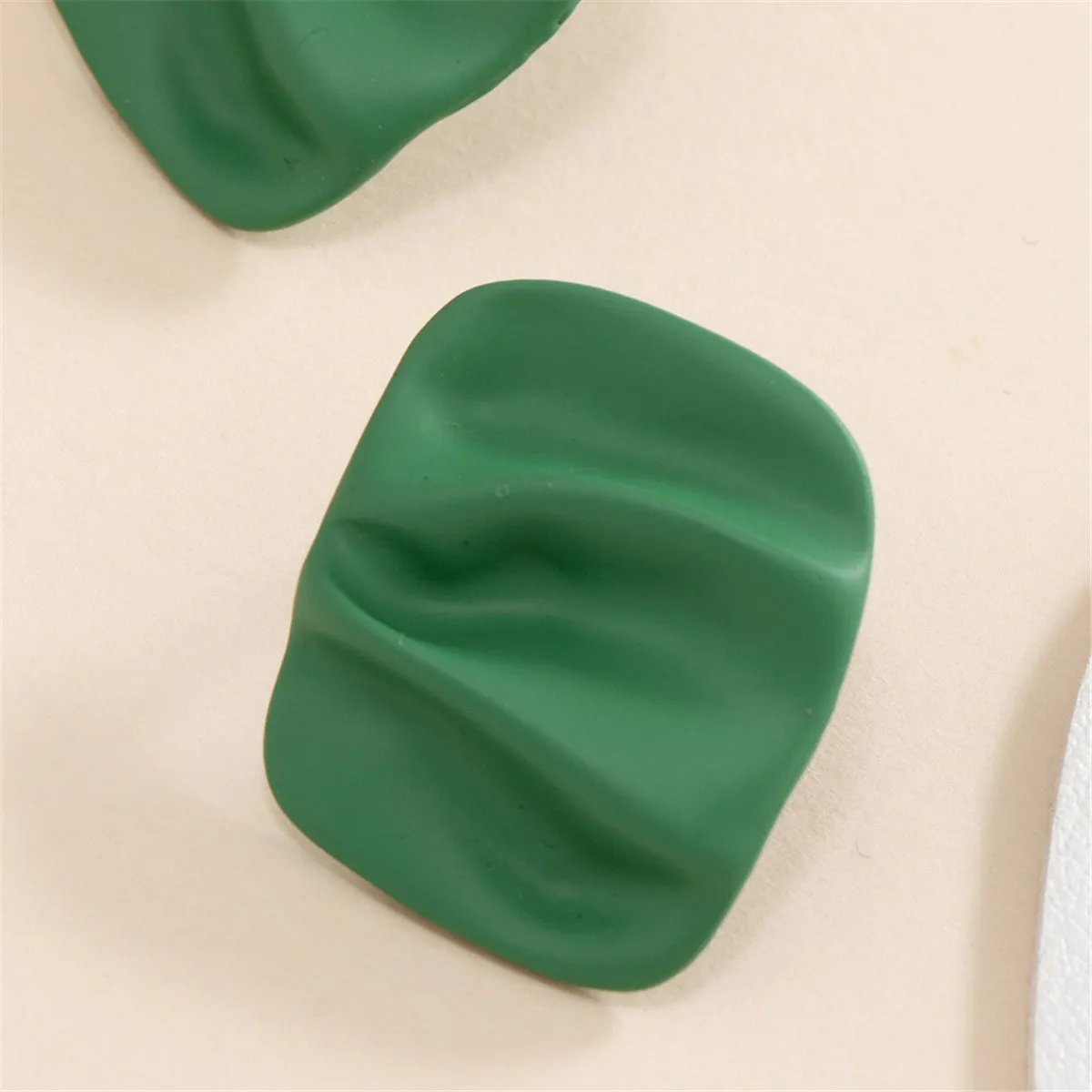 Green Enamel & Silver-Plated Ripple Stud Earrings