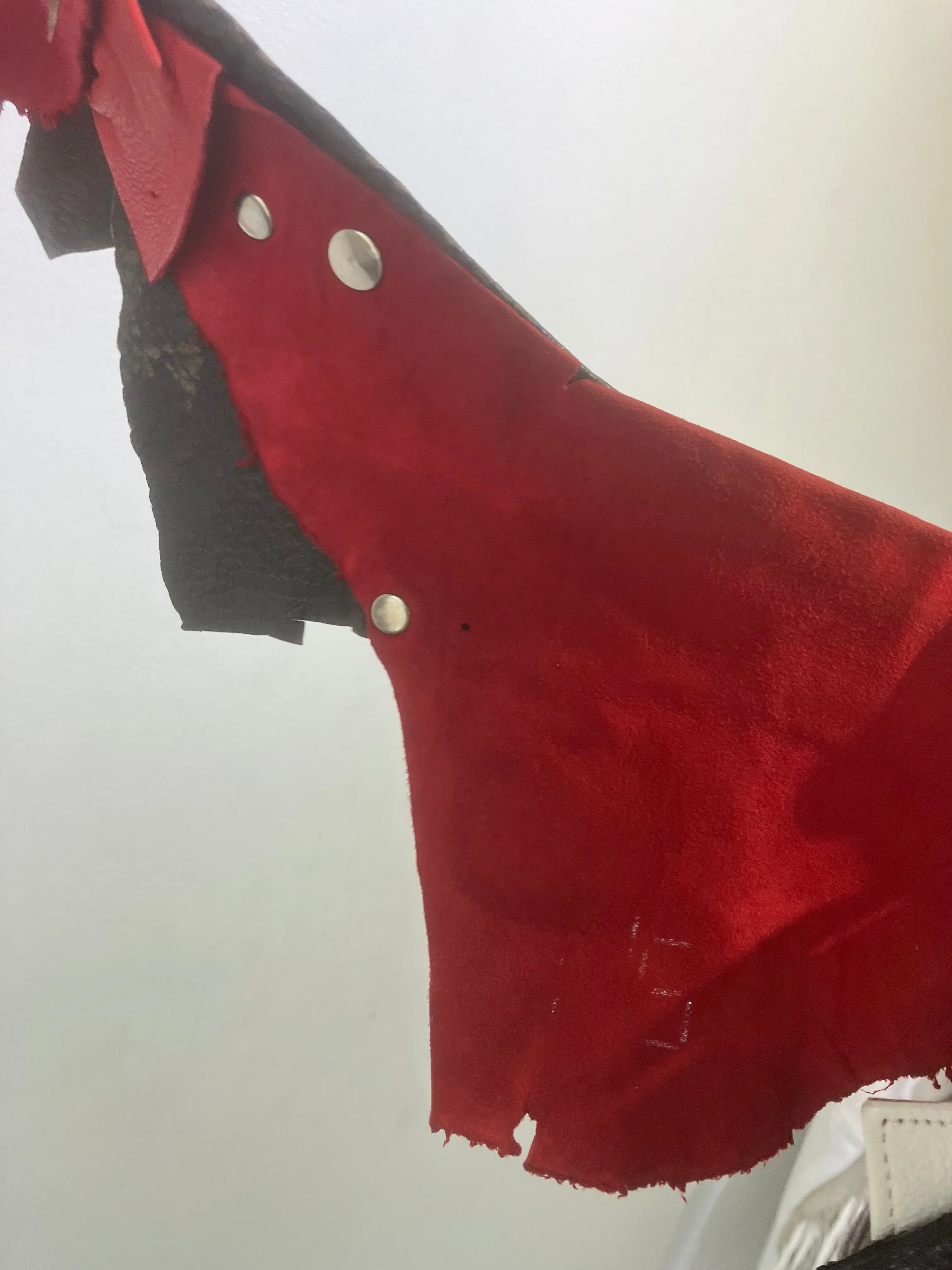Handmade Leather Belt in Red and Black