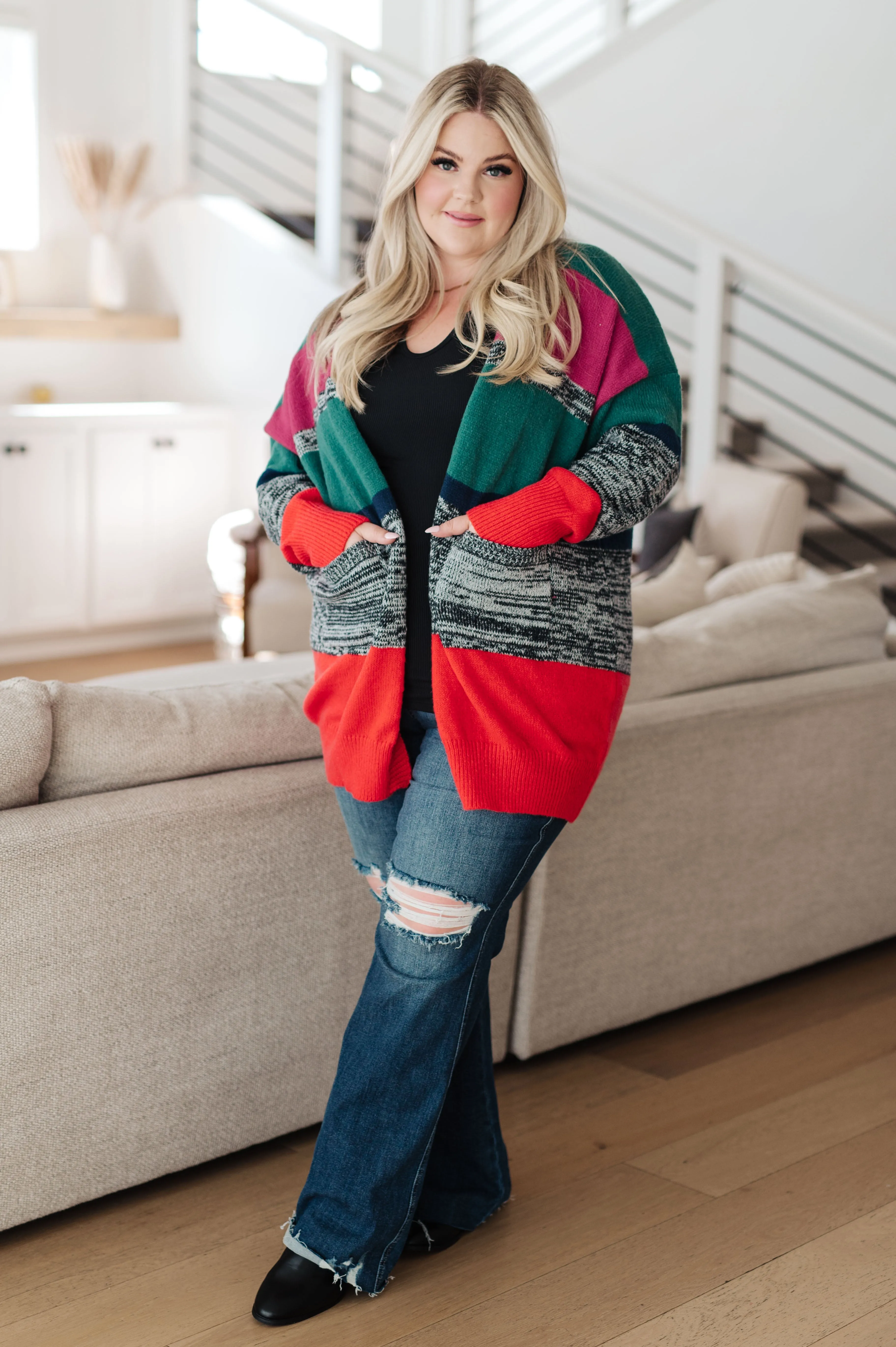 Hazel Blues® |  Keep it Cozy Striped Cardigan