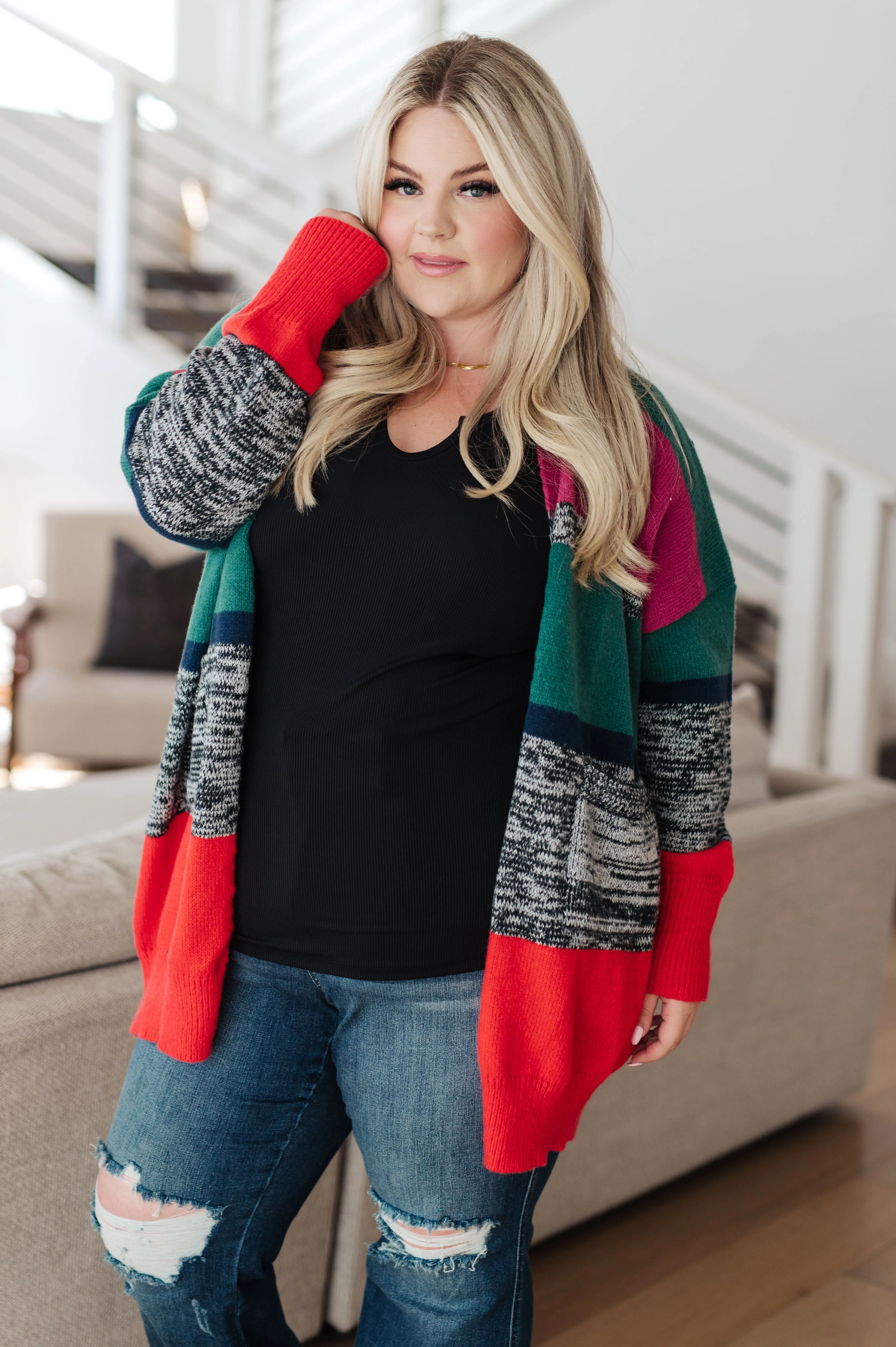 Hazel Blues® |  Keep it Cozy Striped Cardigan