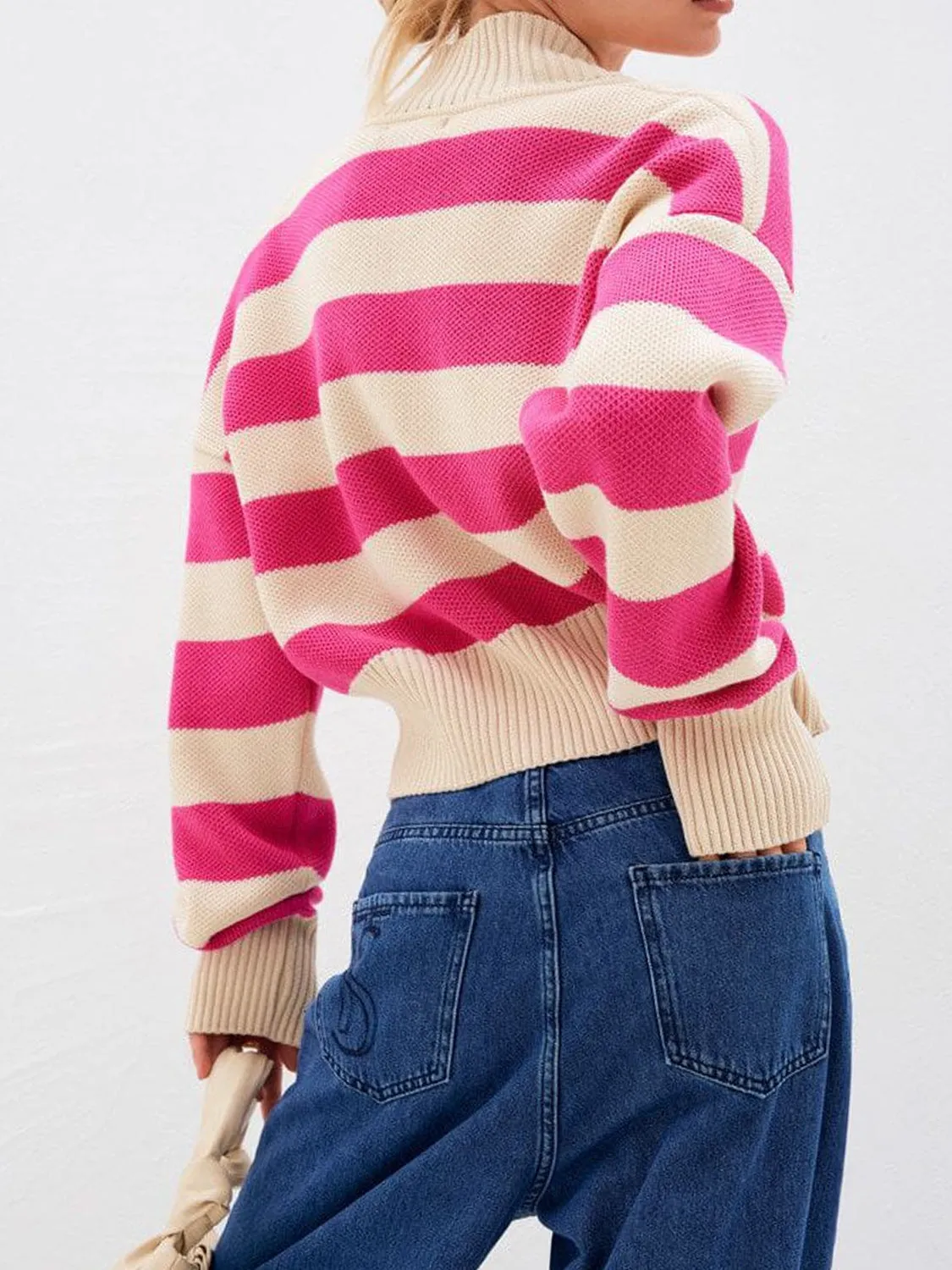 Hazel Blues® |  Striped Button Down Drop Shoulder Cardigan
